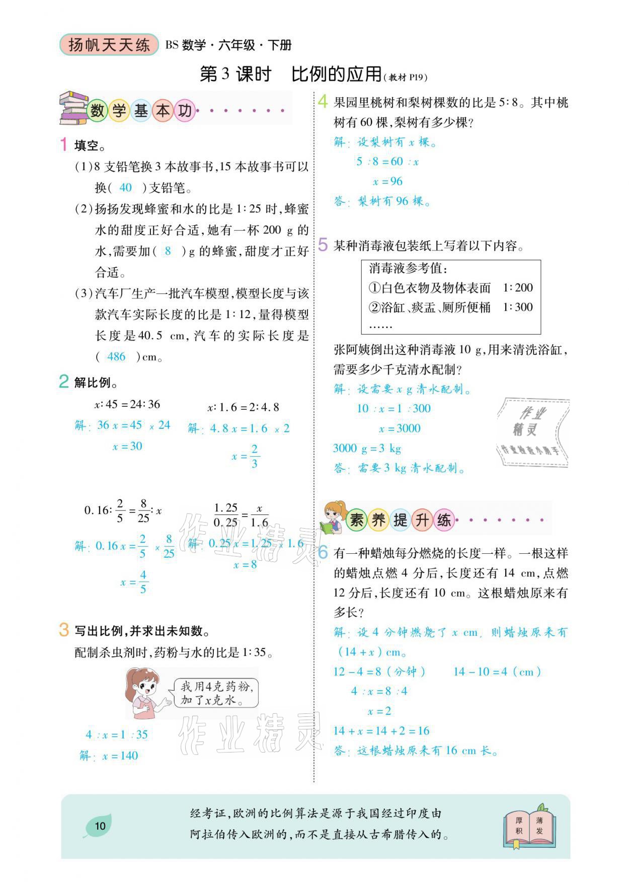 2021年扬帆天天练六年级数学下册北师大版 参考答案第30页