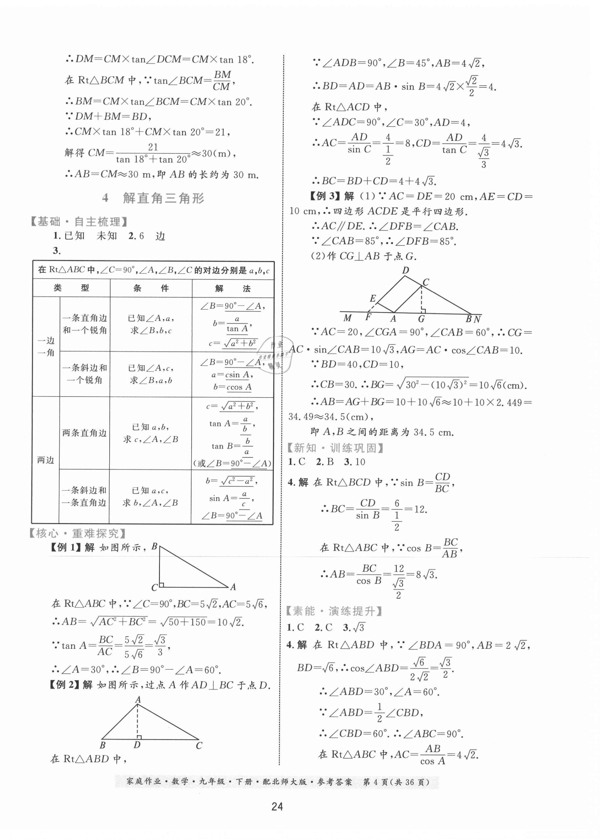 2021年家庭作业九年级数学下册北师大版 第4页