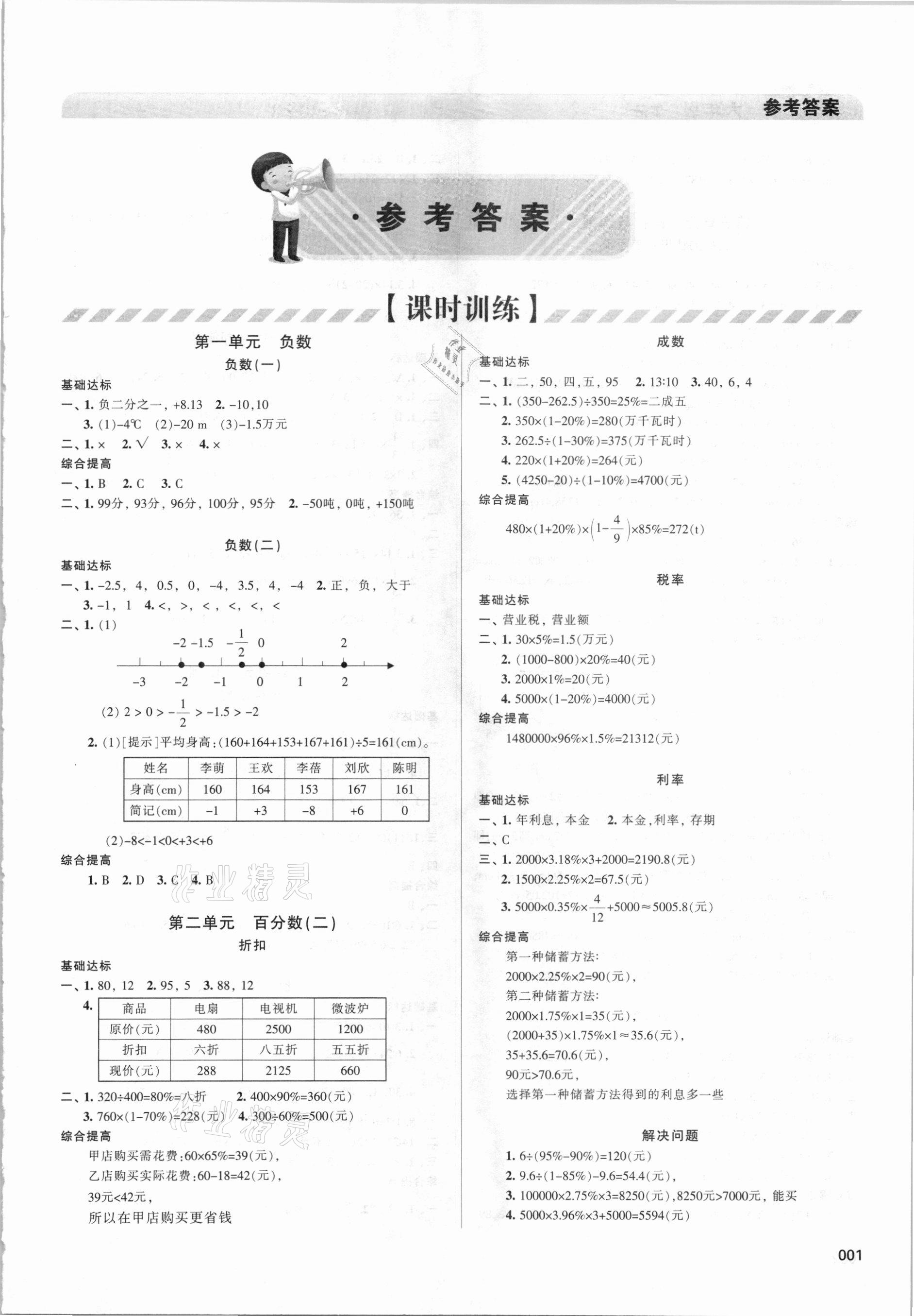 2021年学习质量监测六年级数学下册人教版 第1页