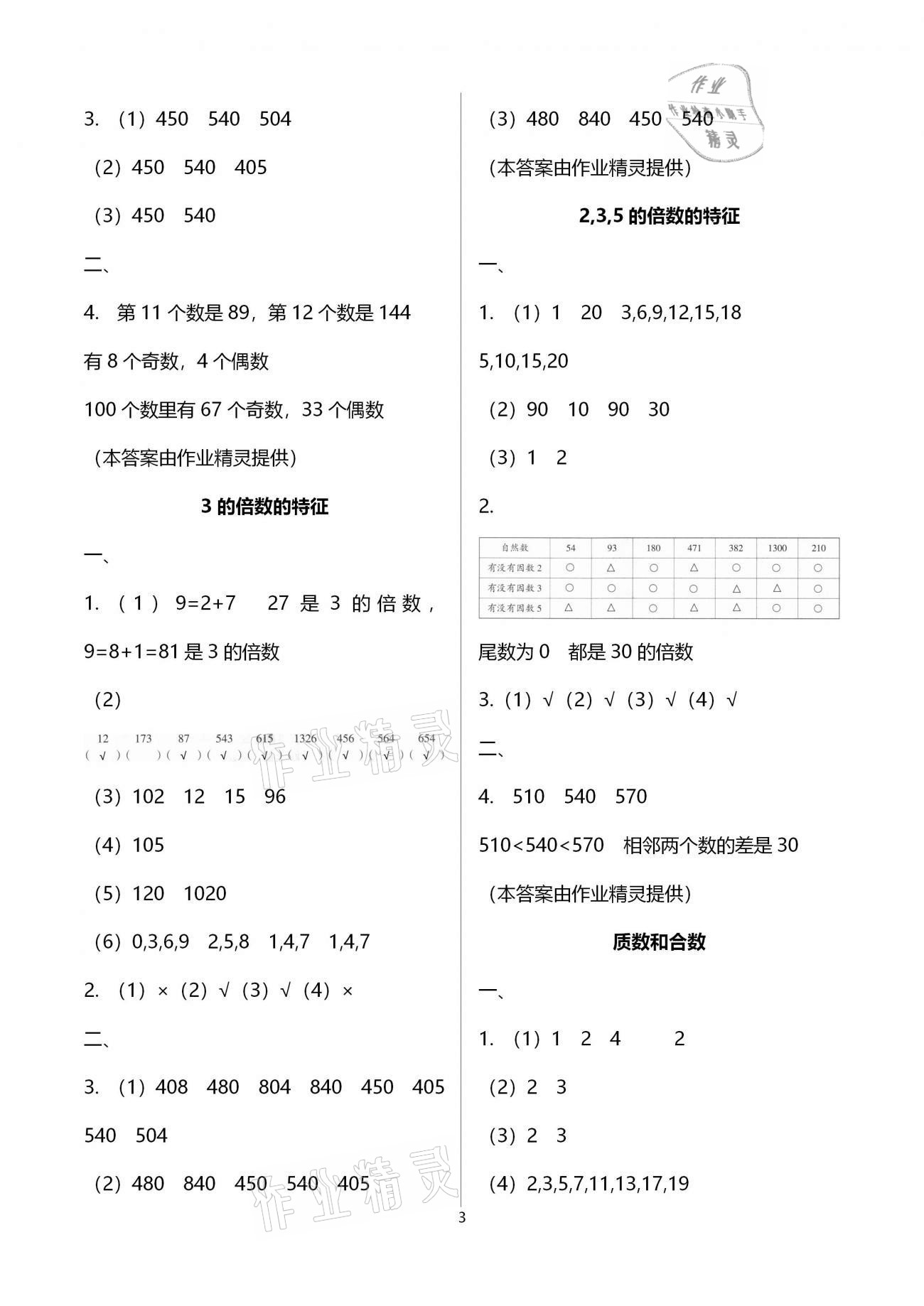 2021年导学新作业五年级数学下册人教版 参考答案第10页