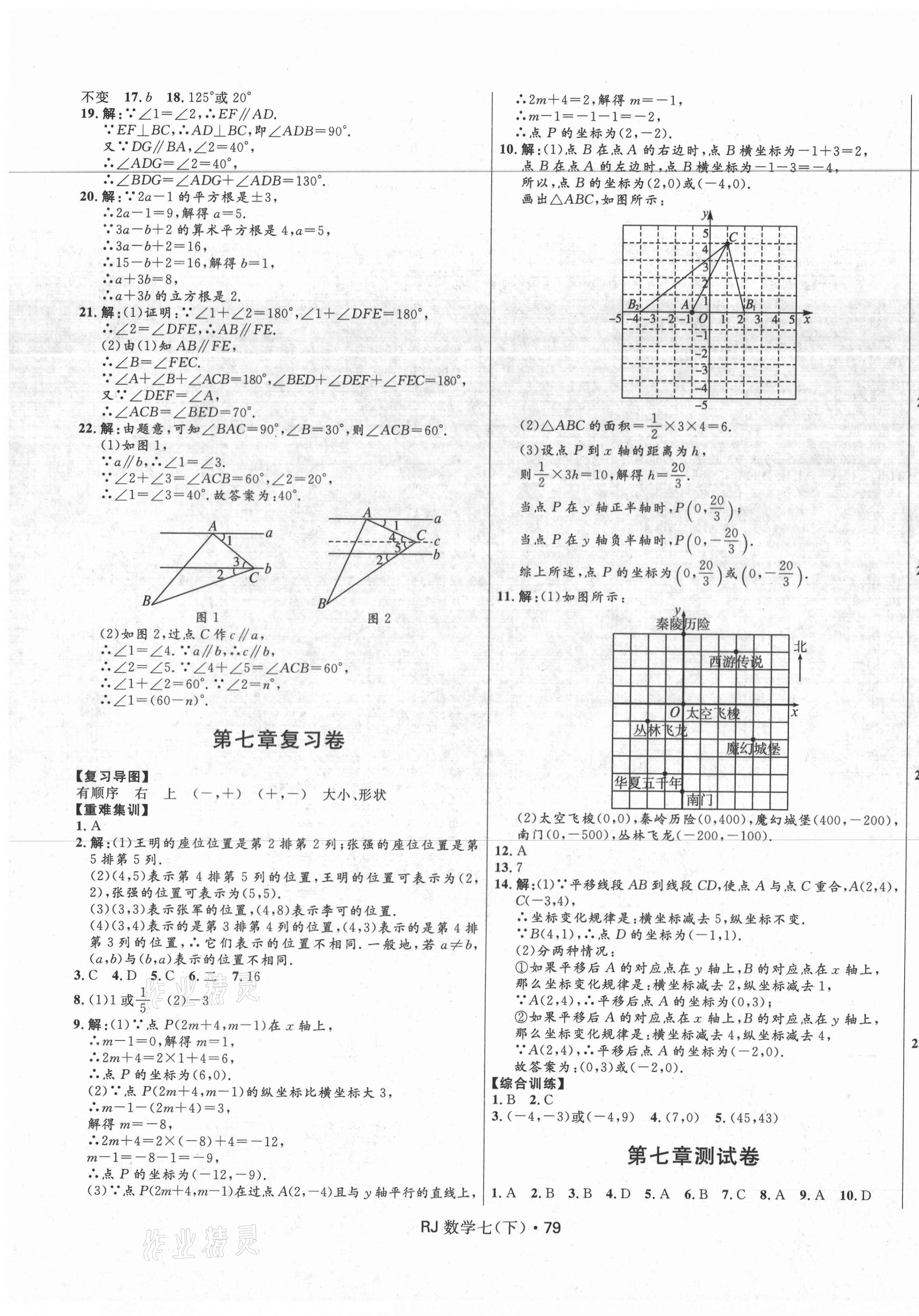 2021年夺冠百分百初中优化测试卷七年级数学下册人教版 参考答案第3页