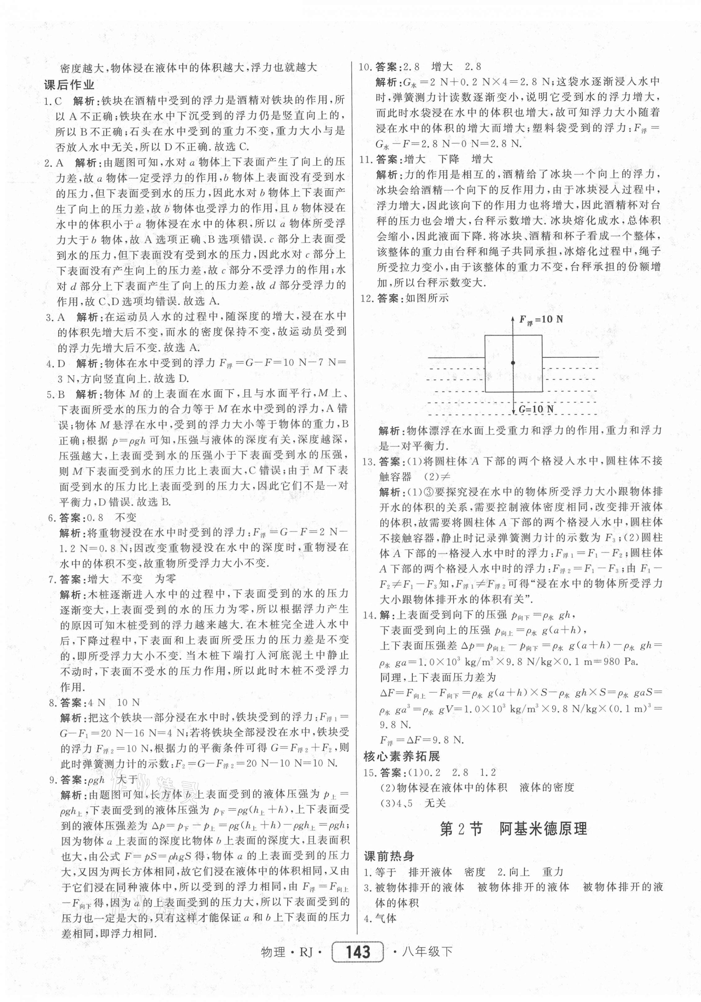 2021年红对勾45分钟作业与单元评估八年级物理下册人教版 参考答案第19页