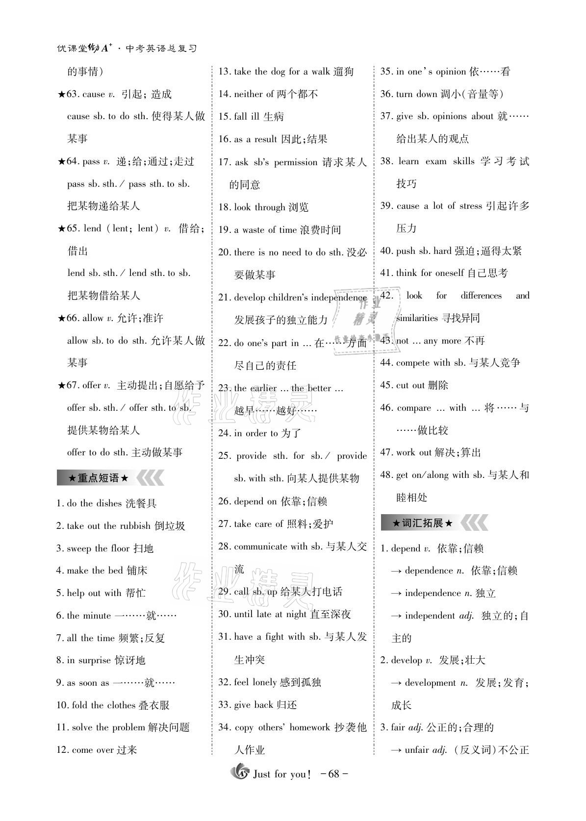 2021年優(yōu)課堂給力A加英語(yǔ) 參考答案第68頁(yè)