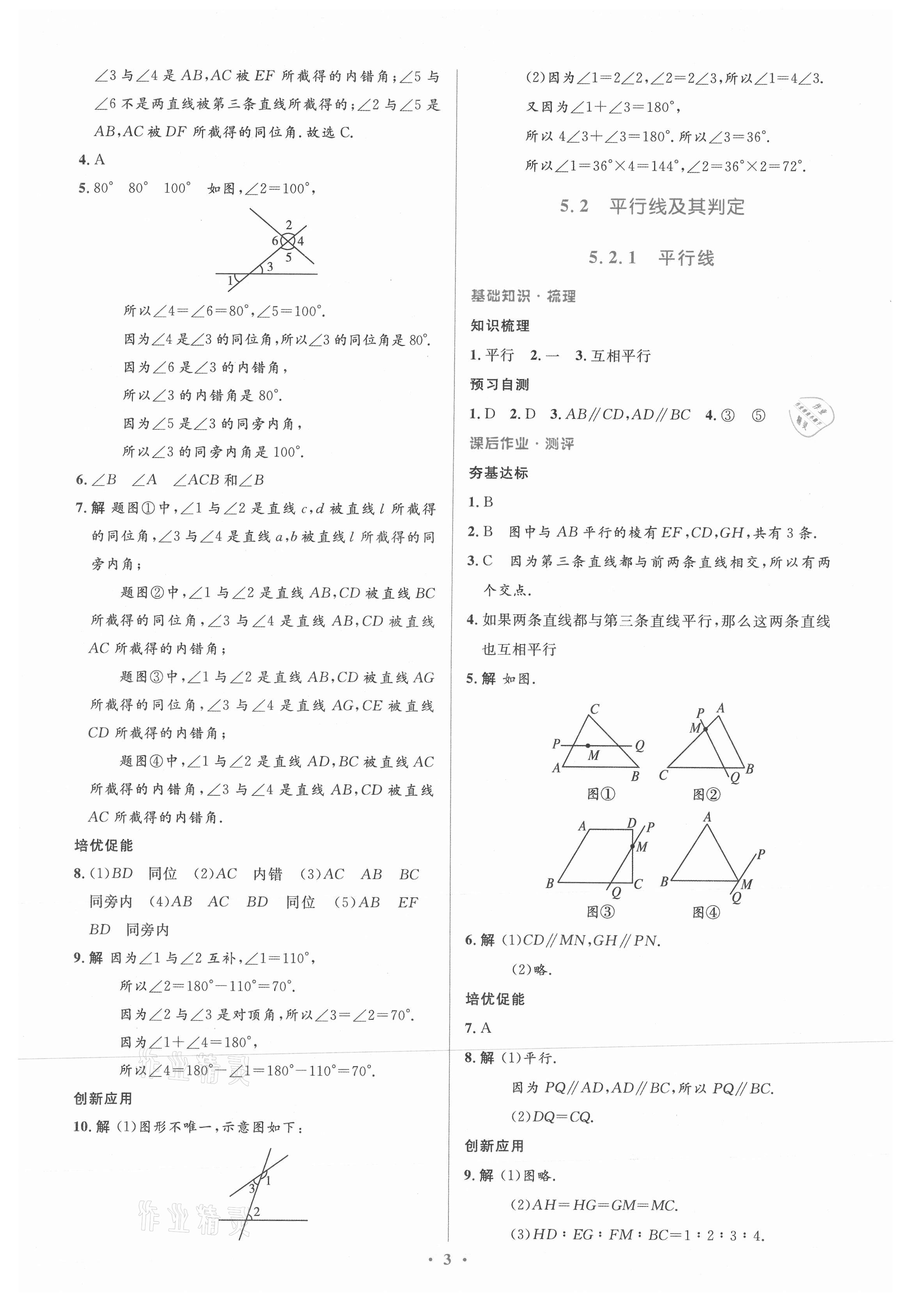 2021年人教金学典同步解析与测评学考练七年级数学下册人教版新疆专用 参考答案第3页