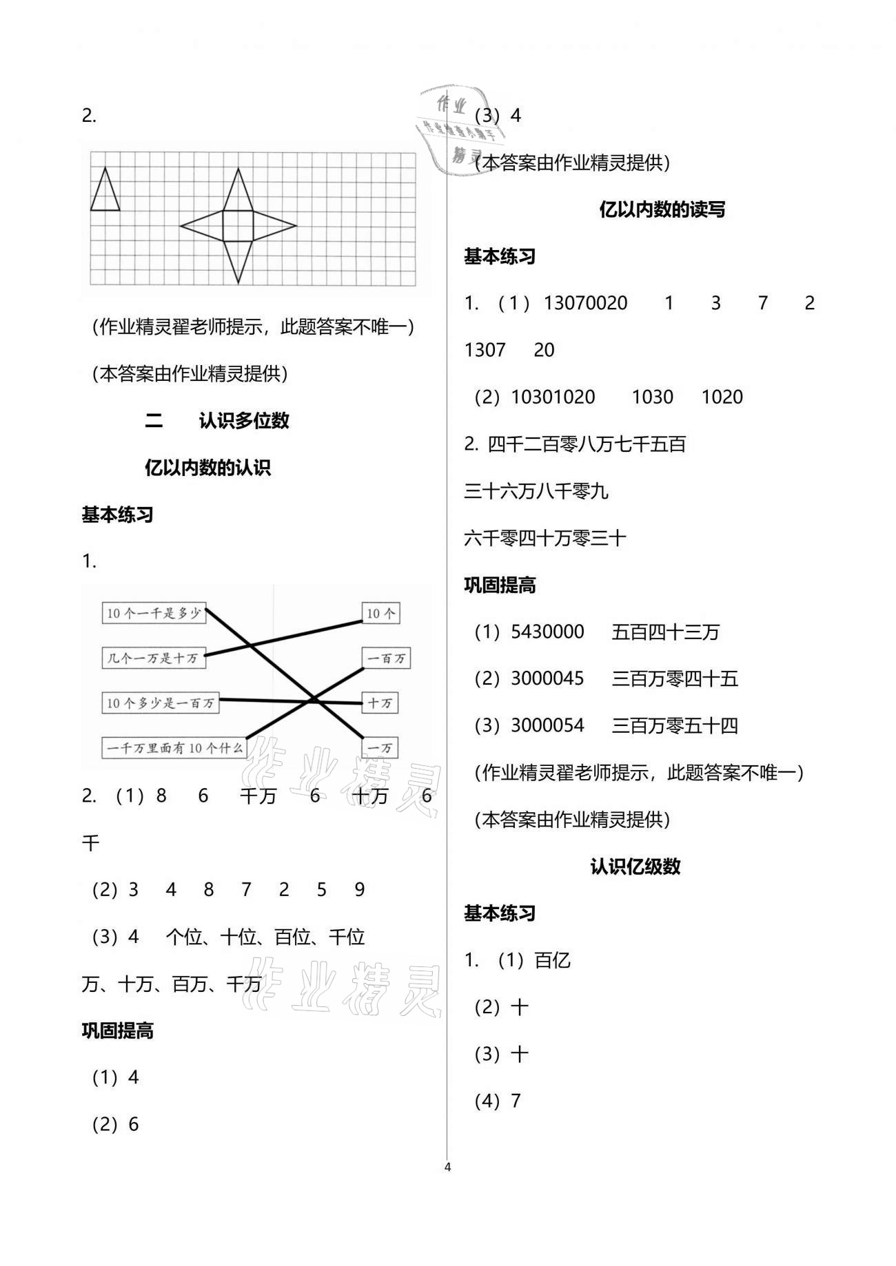 2021年數(shù)學(xué)學(xué)習(xí)與鞏固四年級(jí)下冊(cè)蘇教版 參考答案第4頁(yè)