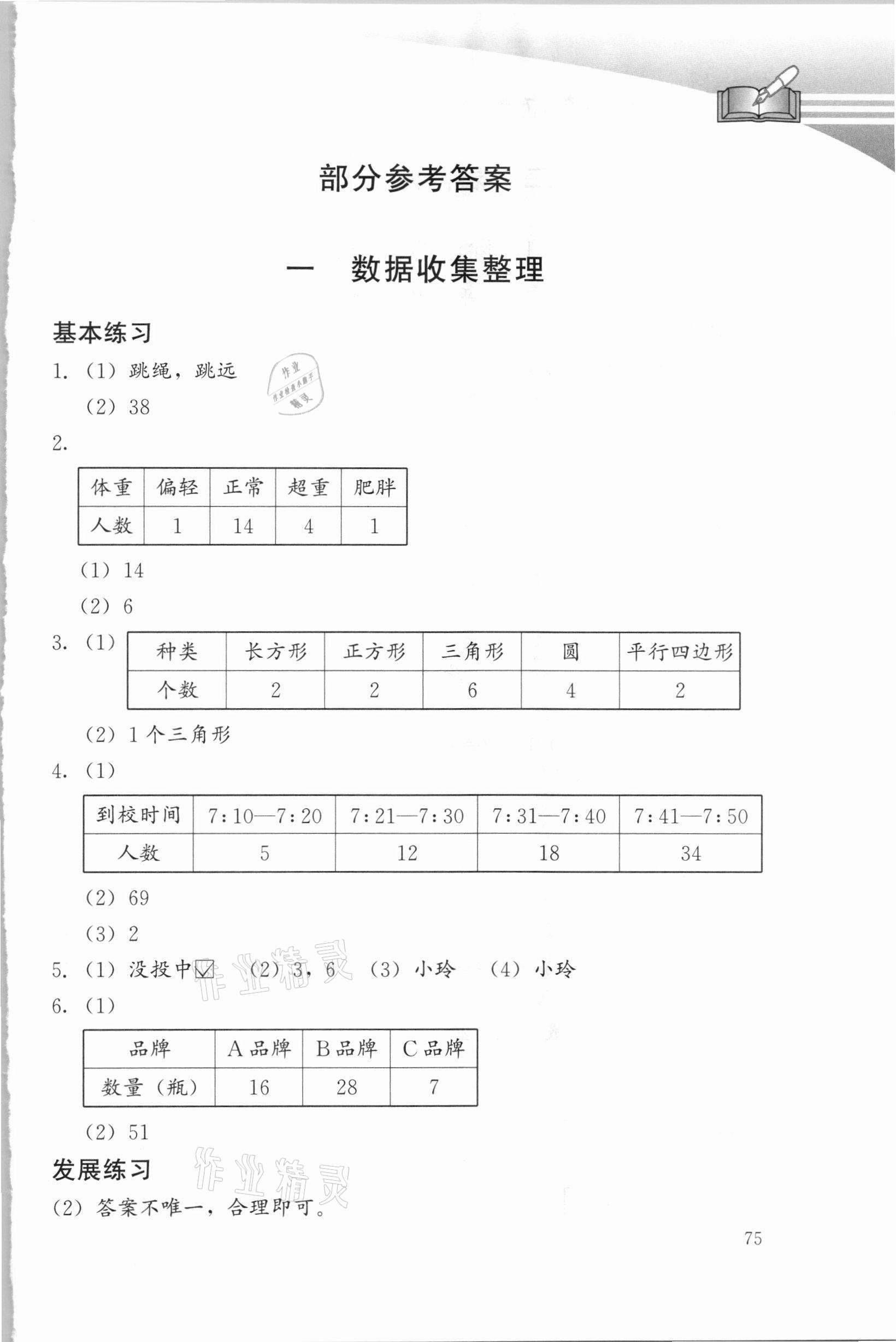 2021年学习探究诊断二年级数学下册人教版 参考答案第1页