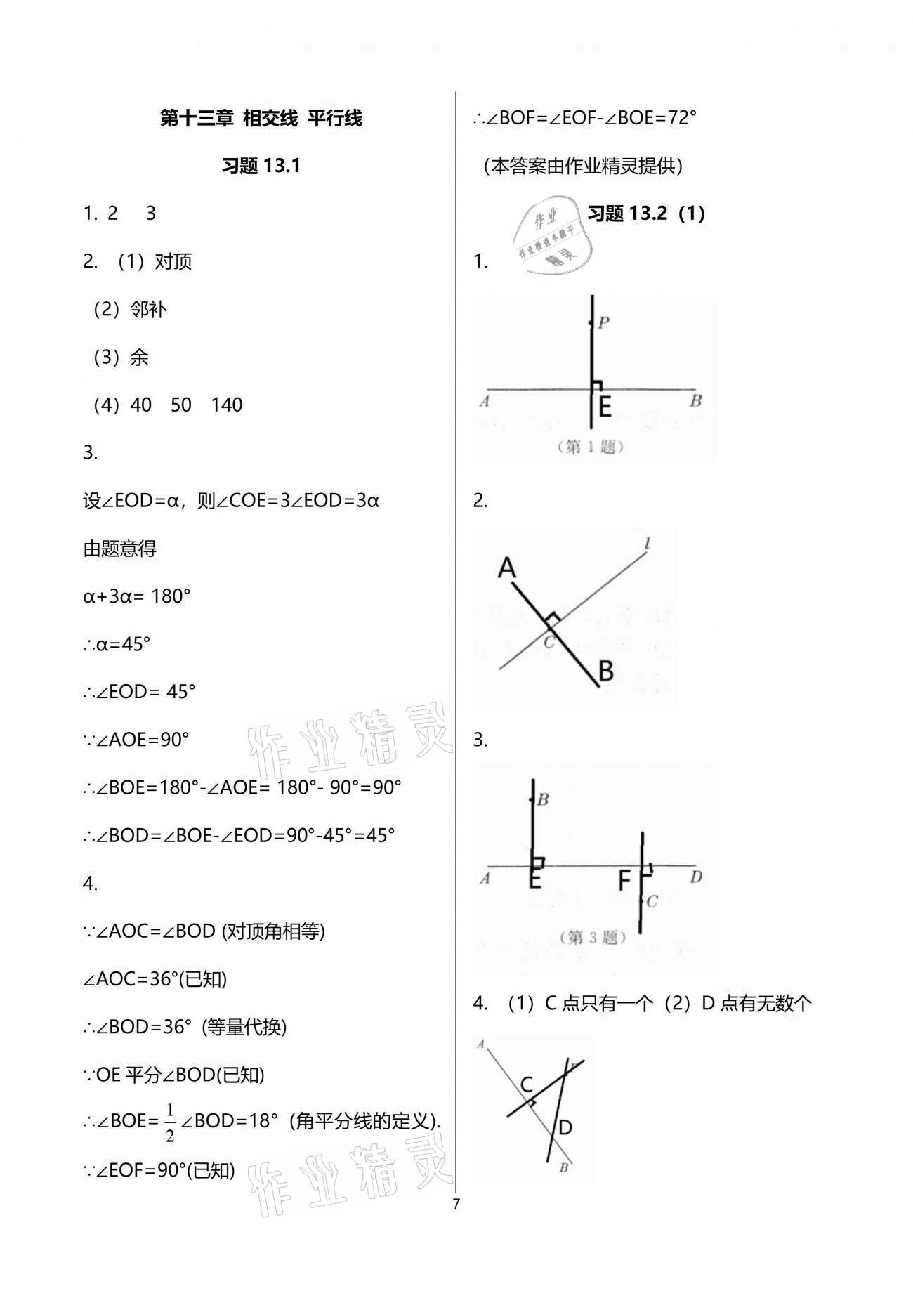 2021年數(shù)學(xué)練習(xí)部分七年級下冊滬教版54制 參考答案第7頁