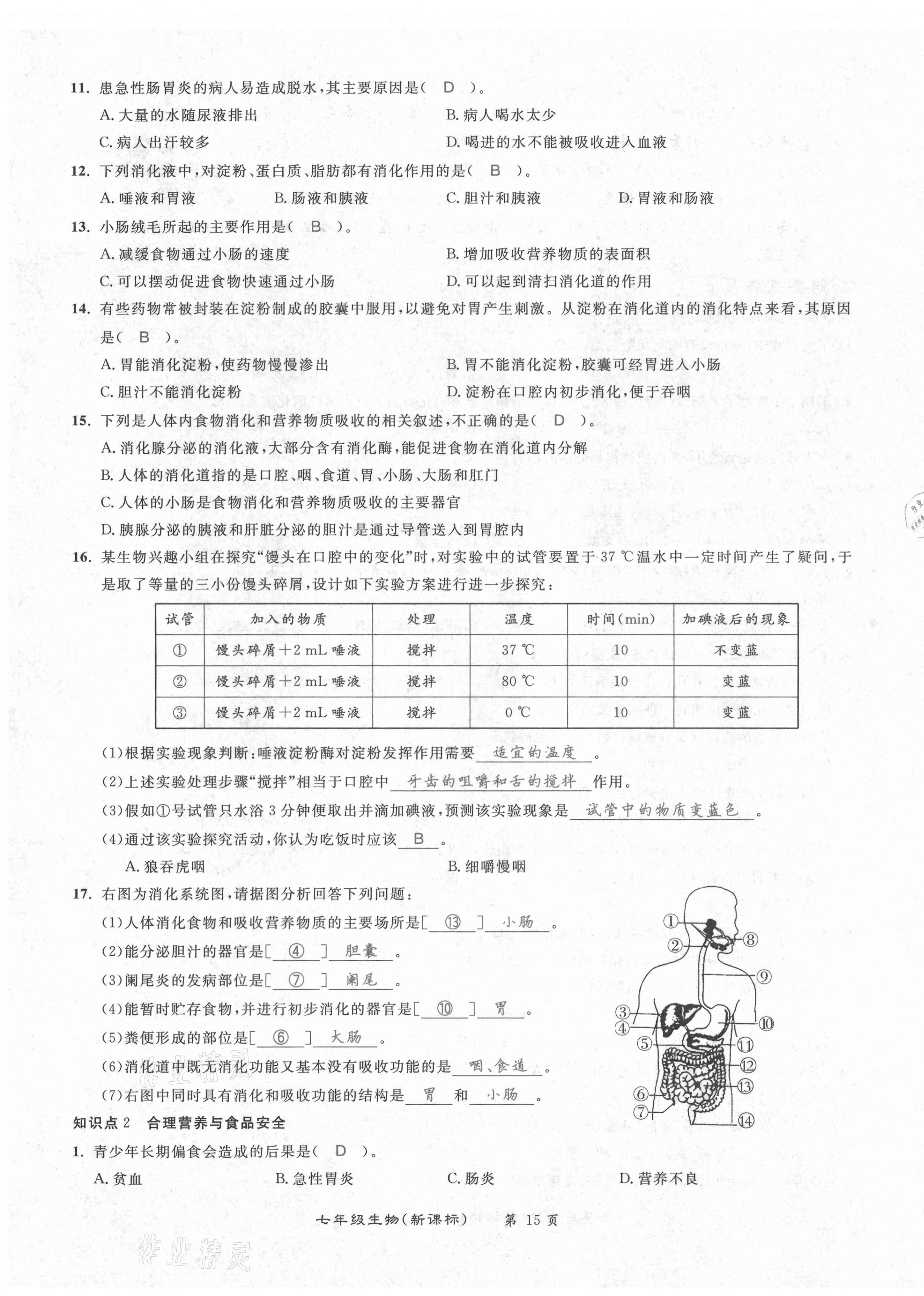 2021年百所名校精點(diǎn)試題七年級生物下冊人教版 第15頁