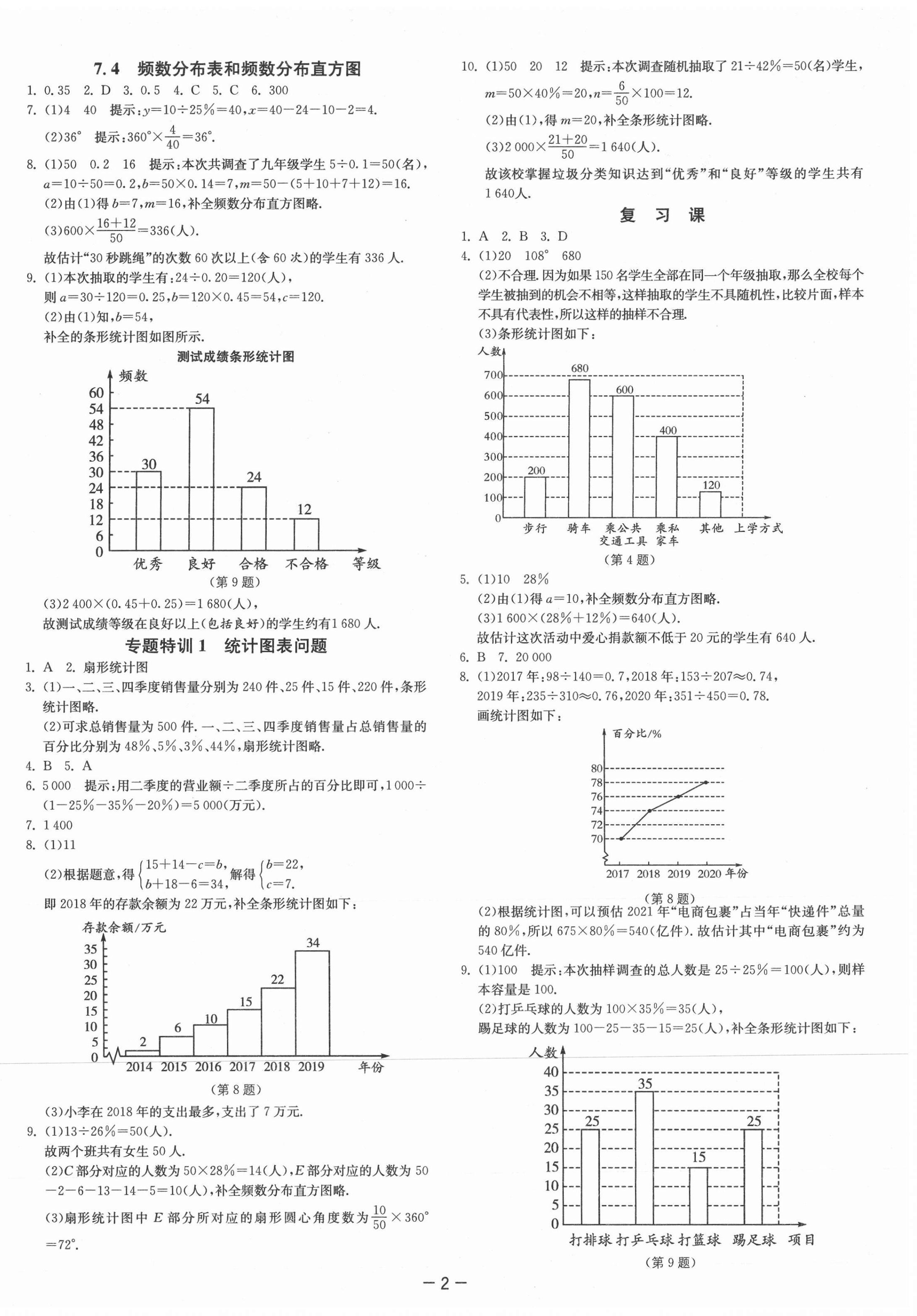 2021年課時訓(xùn)練八年級數(shù)學(xué)下冊蘇科版江蘇人民出版社 參考答案第2頁