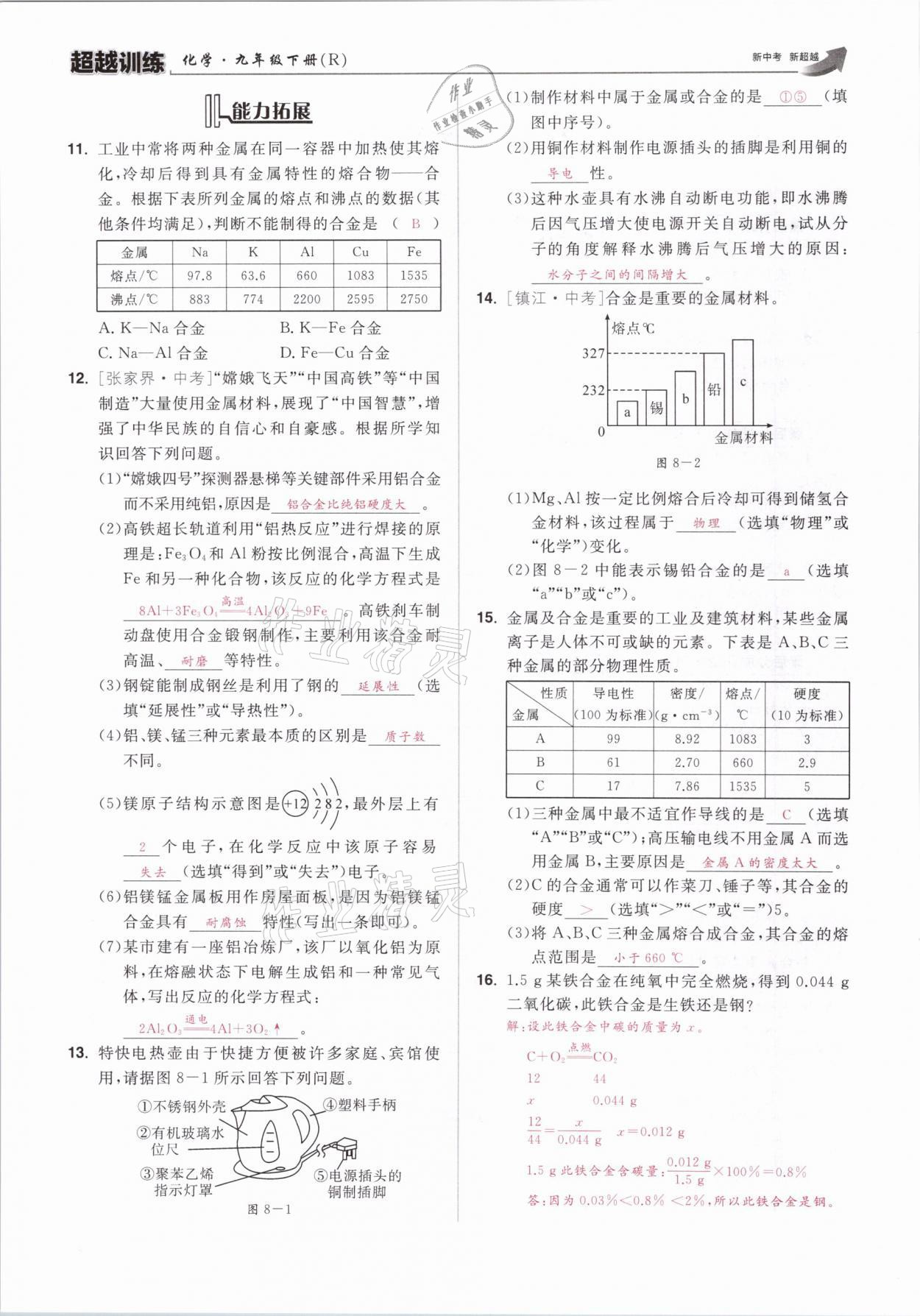 2021年超越訓練九年級化學下冊人教版 參考答案第5頁