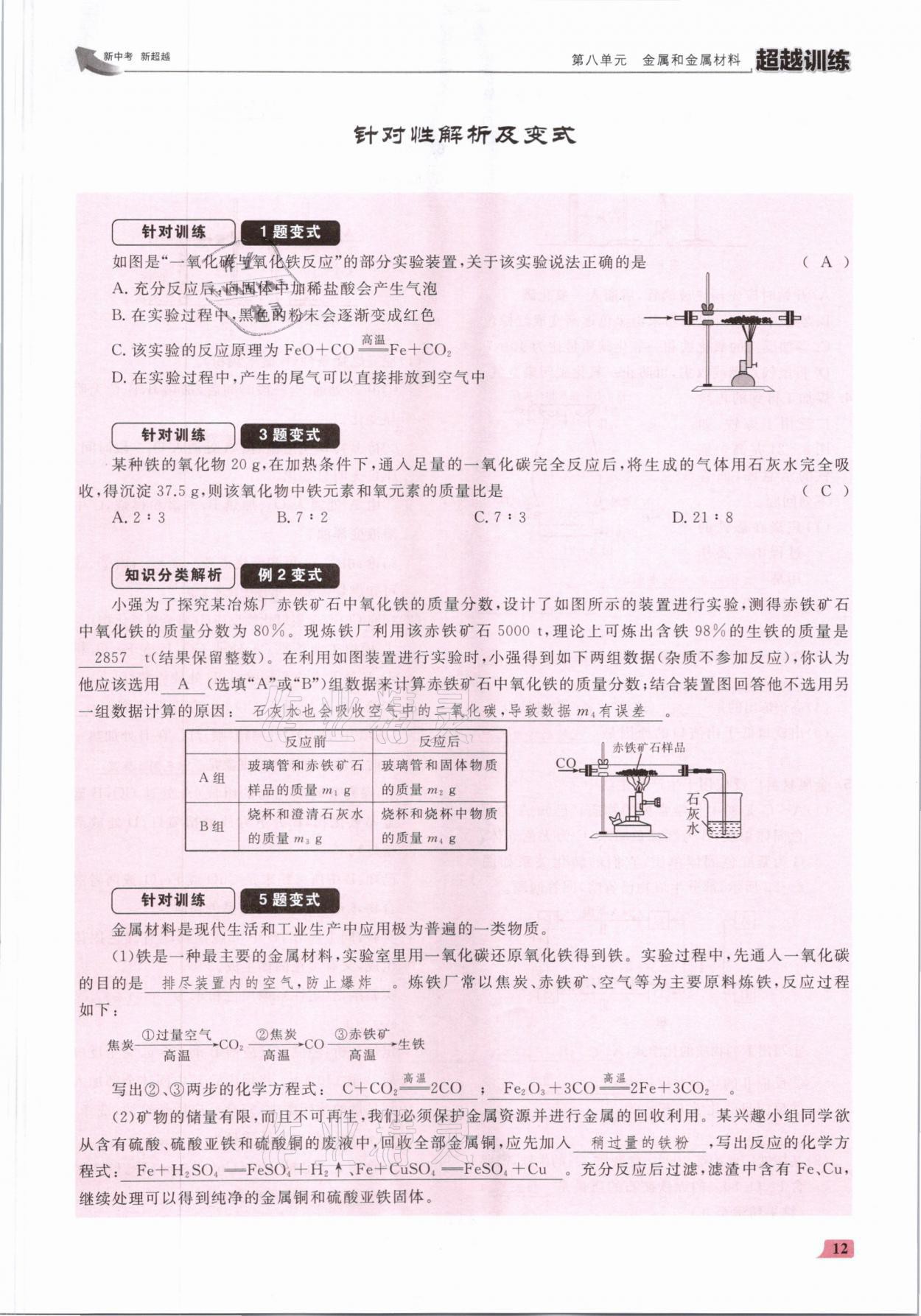 2021年超越訓(xùn)練九年級化學(xué)下冊人教版 參考答案第24頁