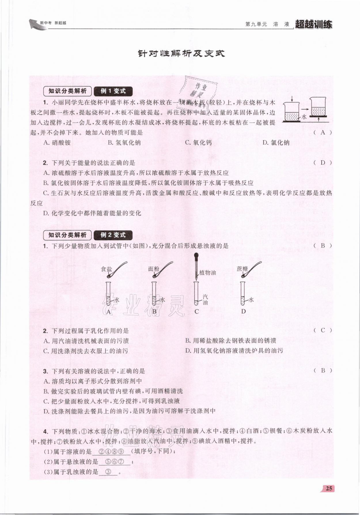 2021年超越訓(xùn)練九年級化學(xué)下冊人教版 參考答案第50頁