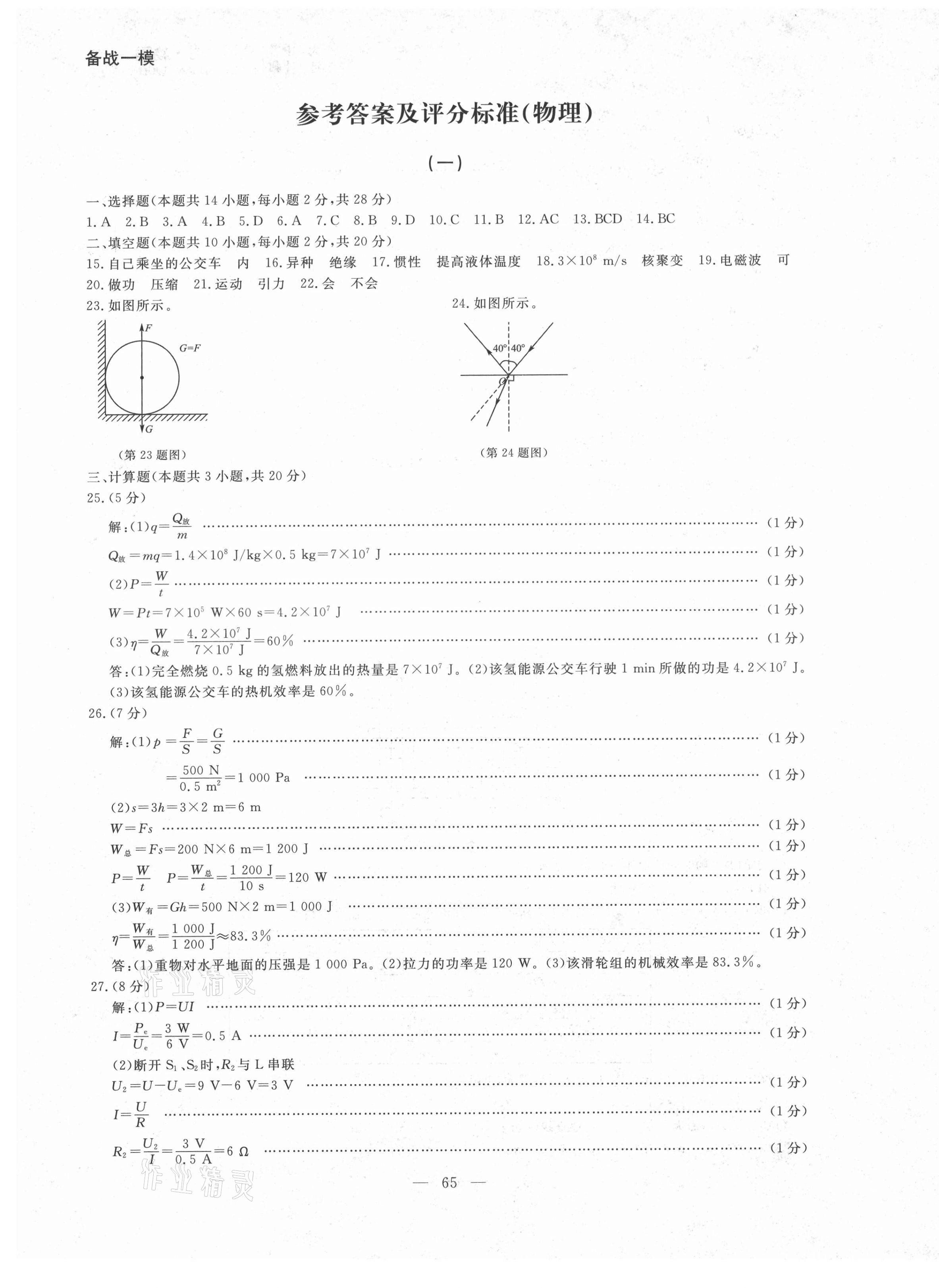 2021年大连中考冲刺模拟试卷物理 第1页