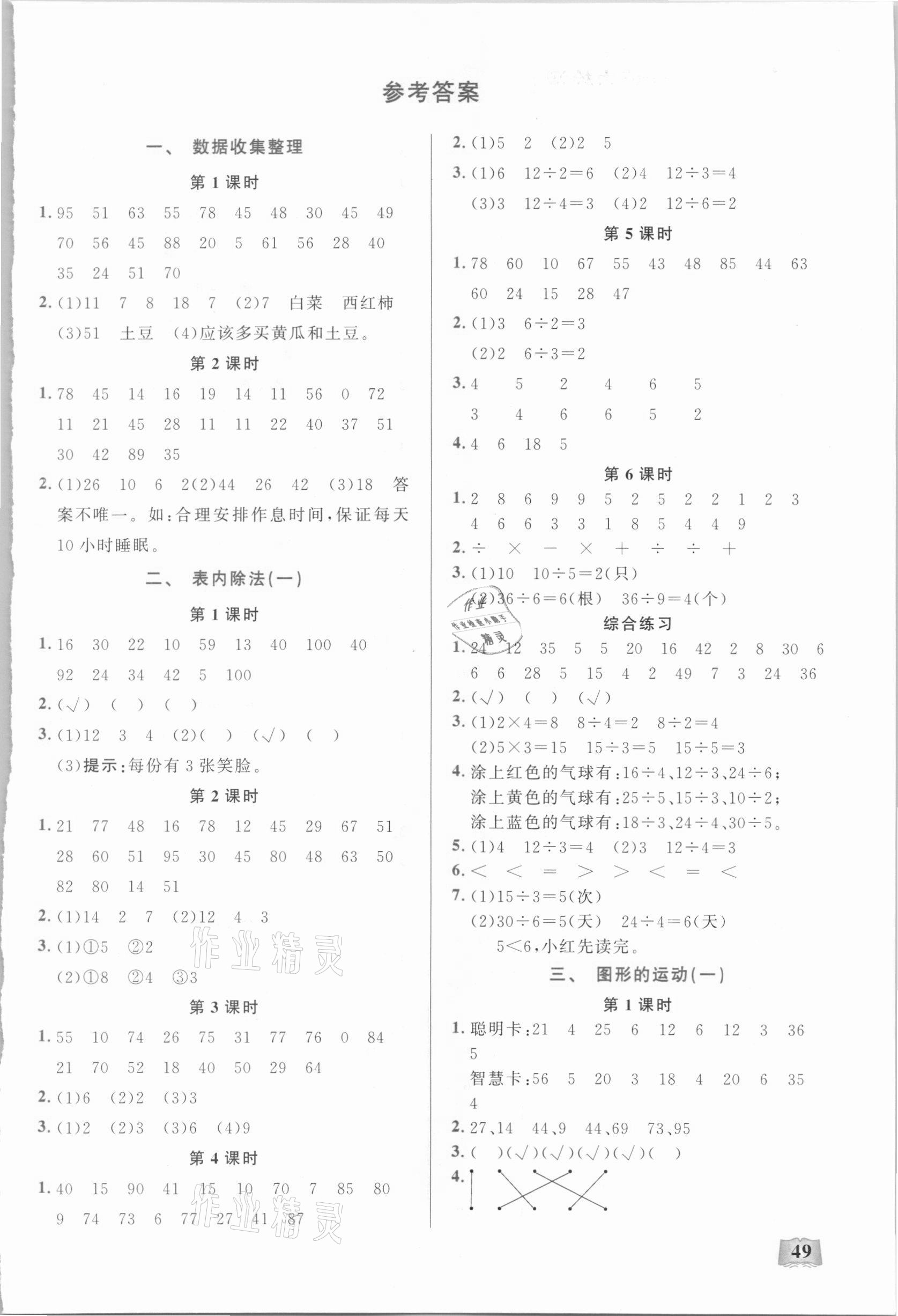 2021年小学数学口算能力训练二年级下册人教版湖北科学技术出版社 第1页