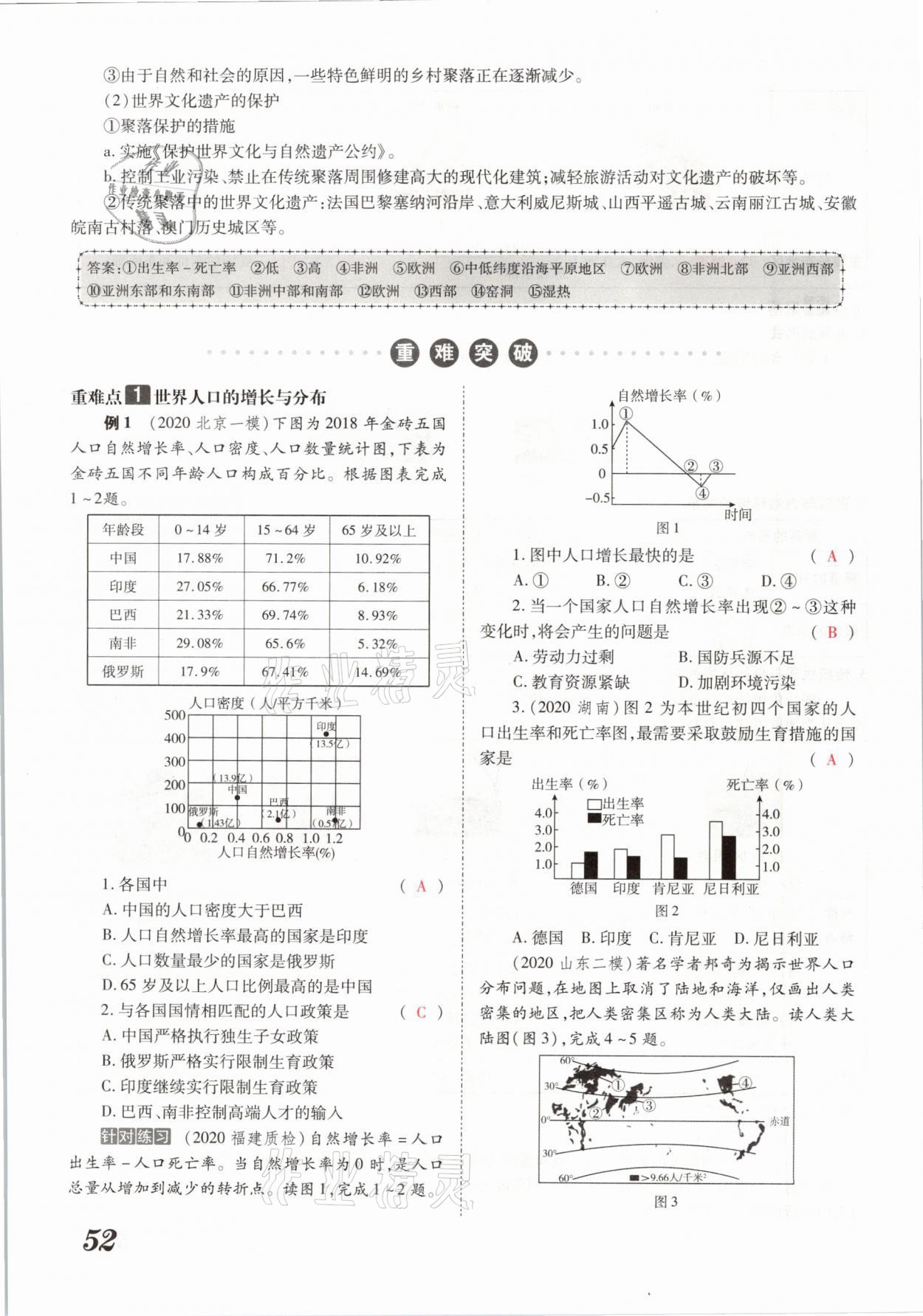 2021年领跑中考地理河南专版 参考答案第52页