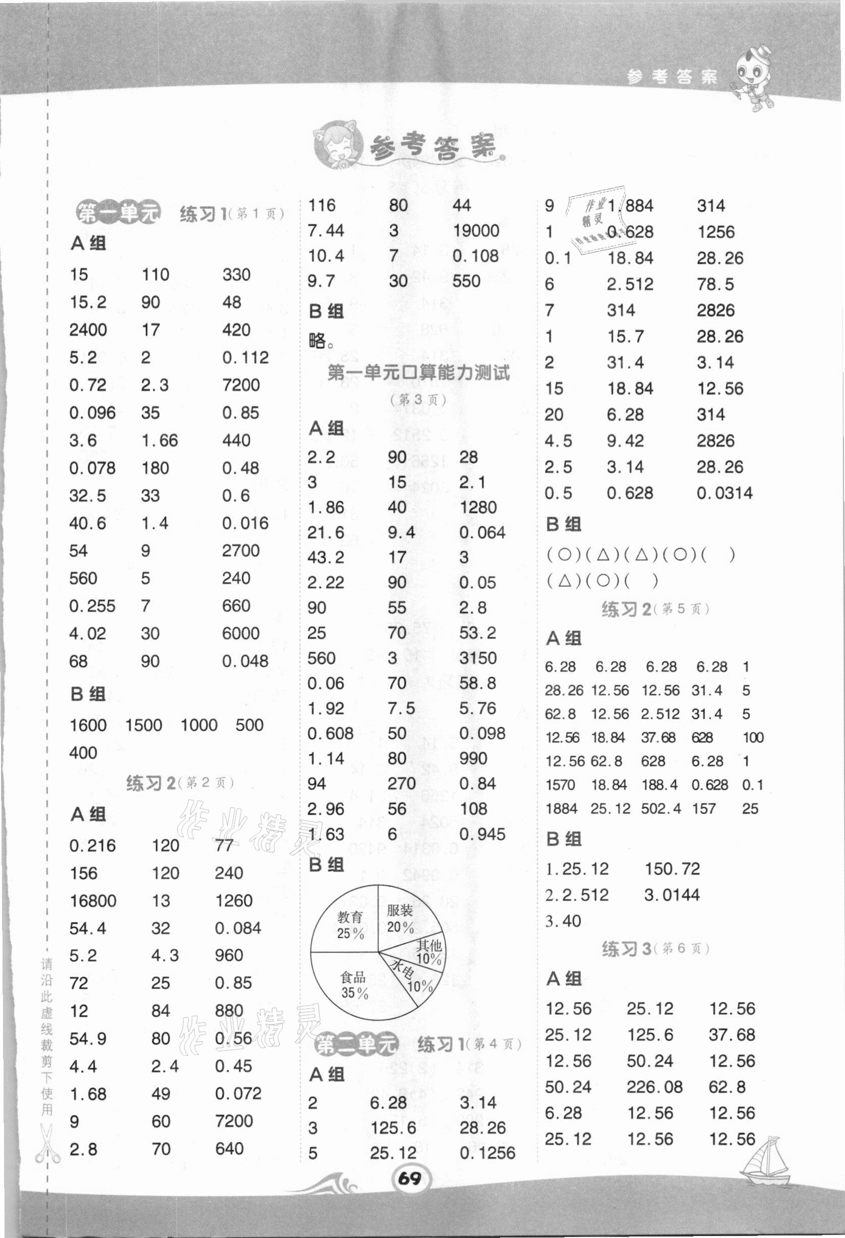 2021年星級口算天天練六年級數(shù)學(xué)下冊蘇教版 第1頁