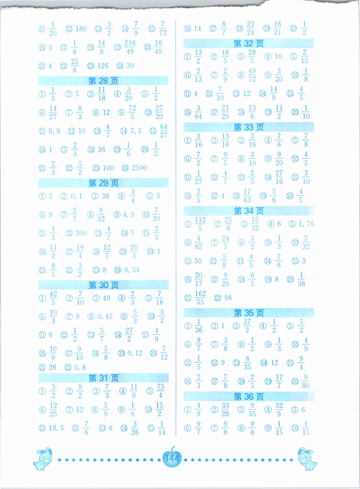 2021年超能學典小學數(shù)學口算題卡六年級下冊人教版 參考答案第4頁