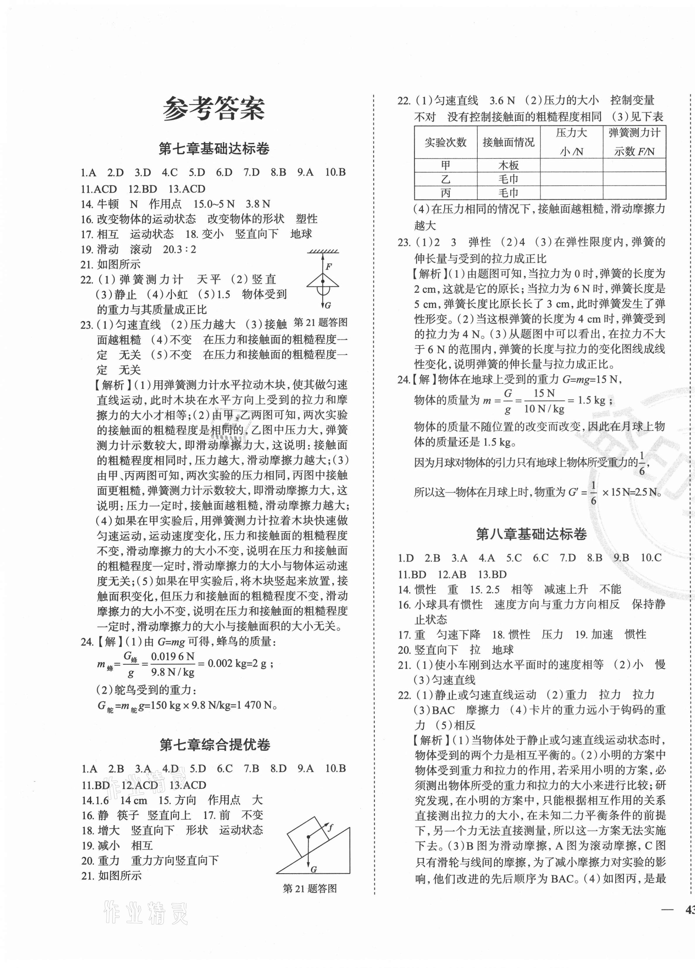 2021年课时练全能提优卷八年级物理下册教科版 第1页