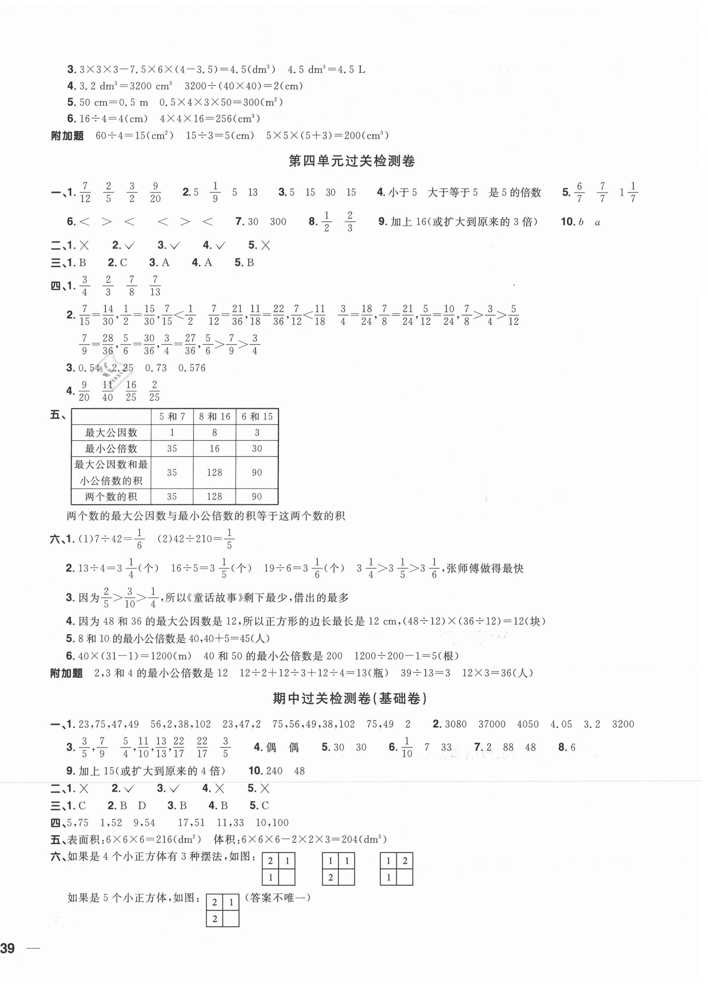 2021年阳光同学全优达标好卷五年级数学下册人教版浙江专版 第2页