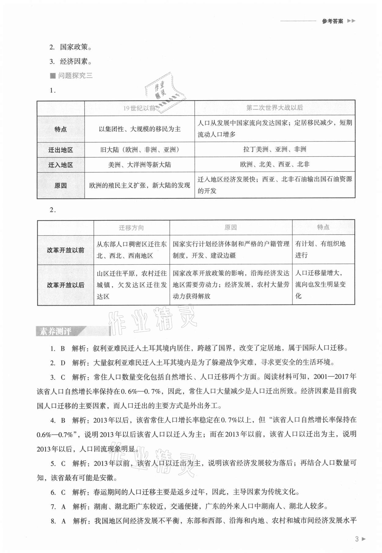 2021年普通高中新課程同步練習(xí)冊(cè)地理必修第二冊(cè)人教版 參考答案第3頁