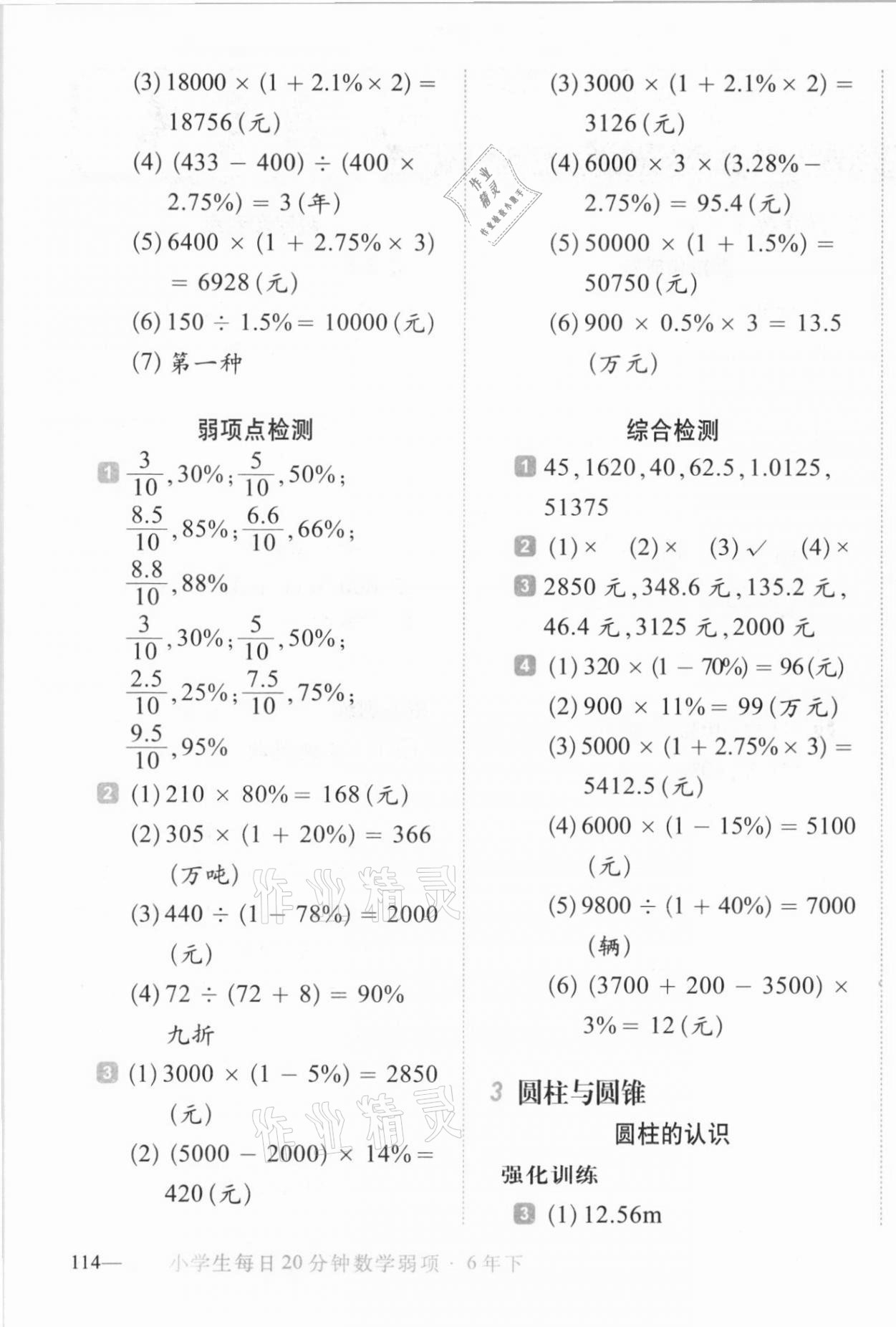 2021年小学生每日20分钟数学弱项六年级下册人教版 第3页