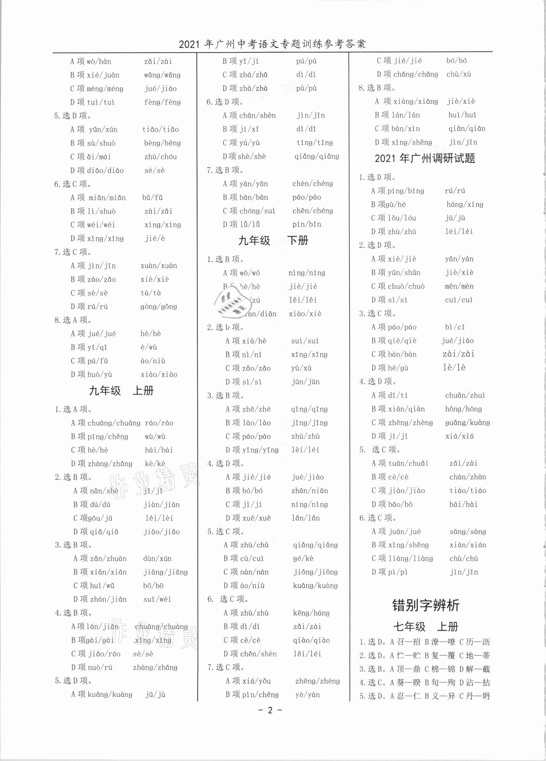2021年中考语文专题训练广州专版 第2页