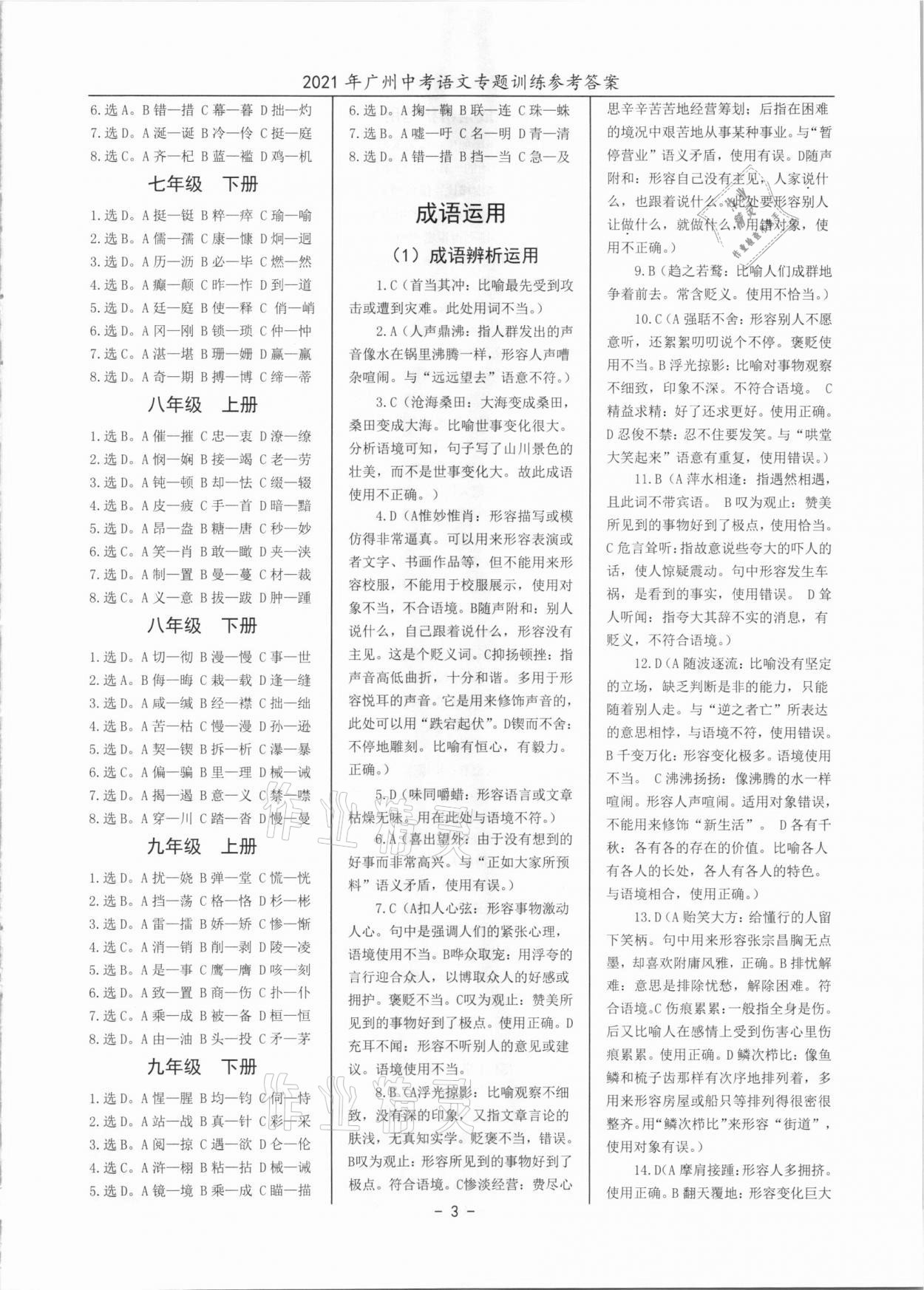 2021年中考语文专题训练广州专版 第3页