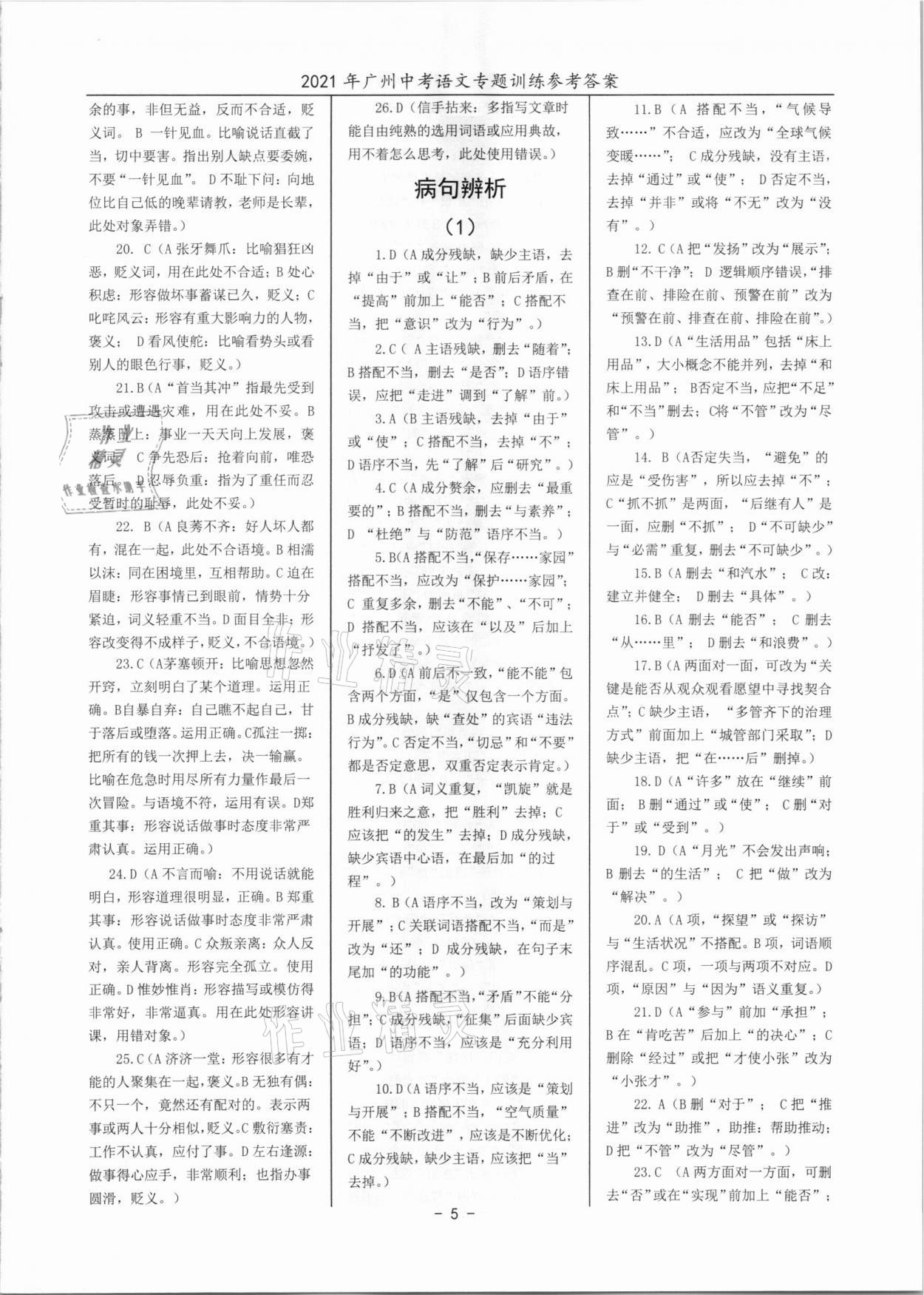 2021年中考语文专题训练广州专版 第5页