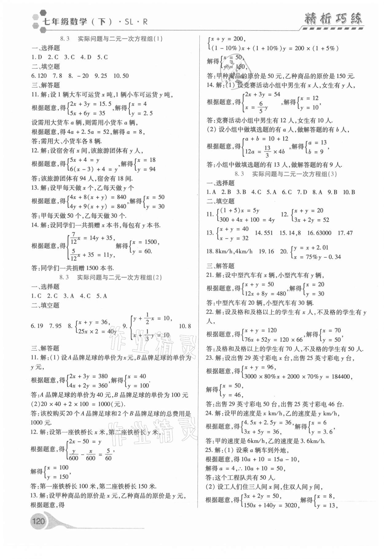 2021年精析巧练七年级数学下册人教版 第8页