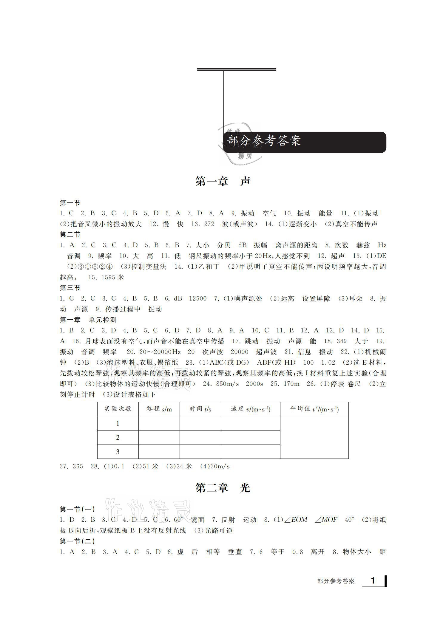 2021年新課標(biāo)學(xué)習(xí)方法指導(dǎo)叢書(shū)八年級(jí)科學(xué)下冊(cè)華師大版 參考答案第1頁(yè)