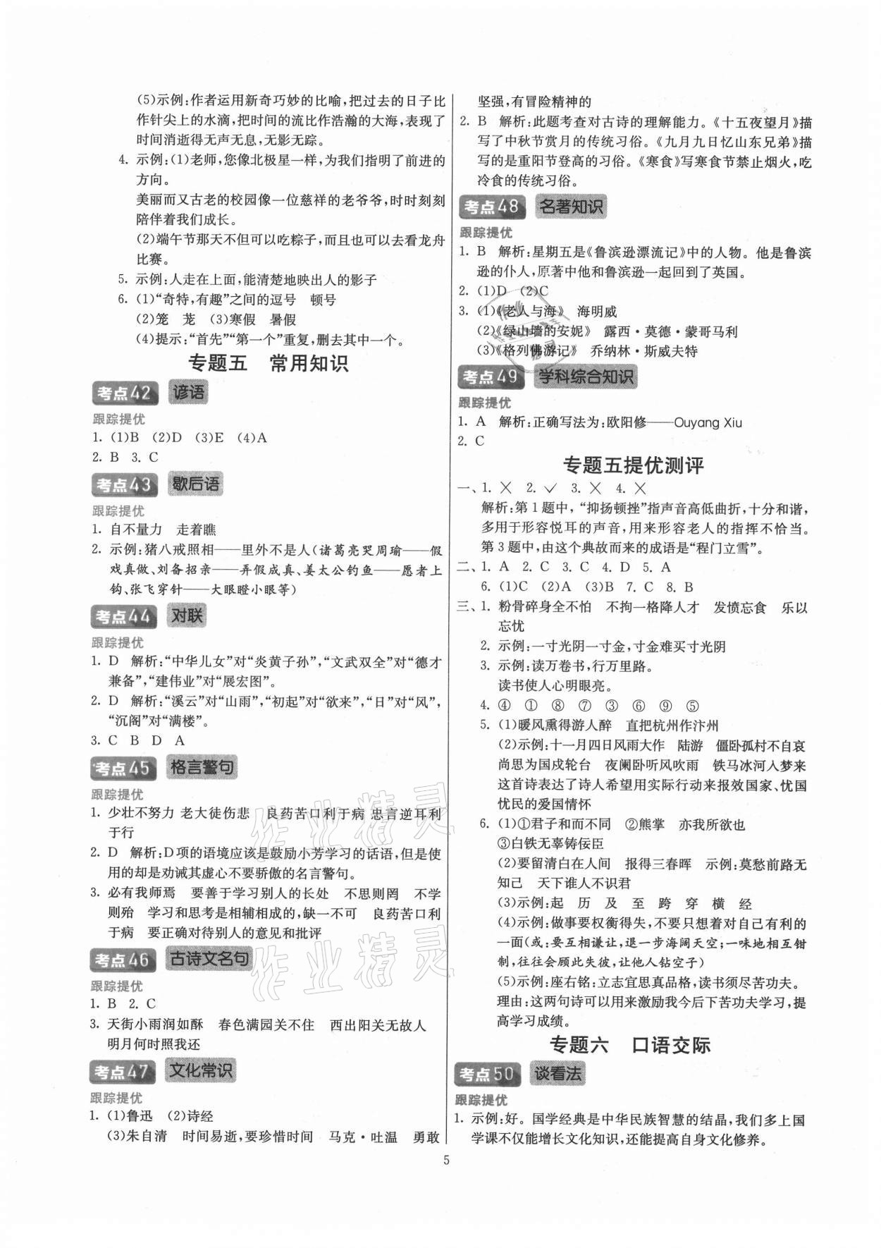 2021年实验班小学毕业总复习语文 第5页