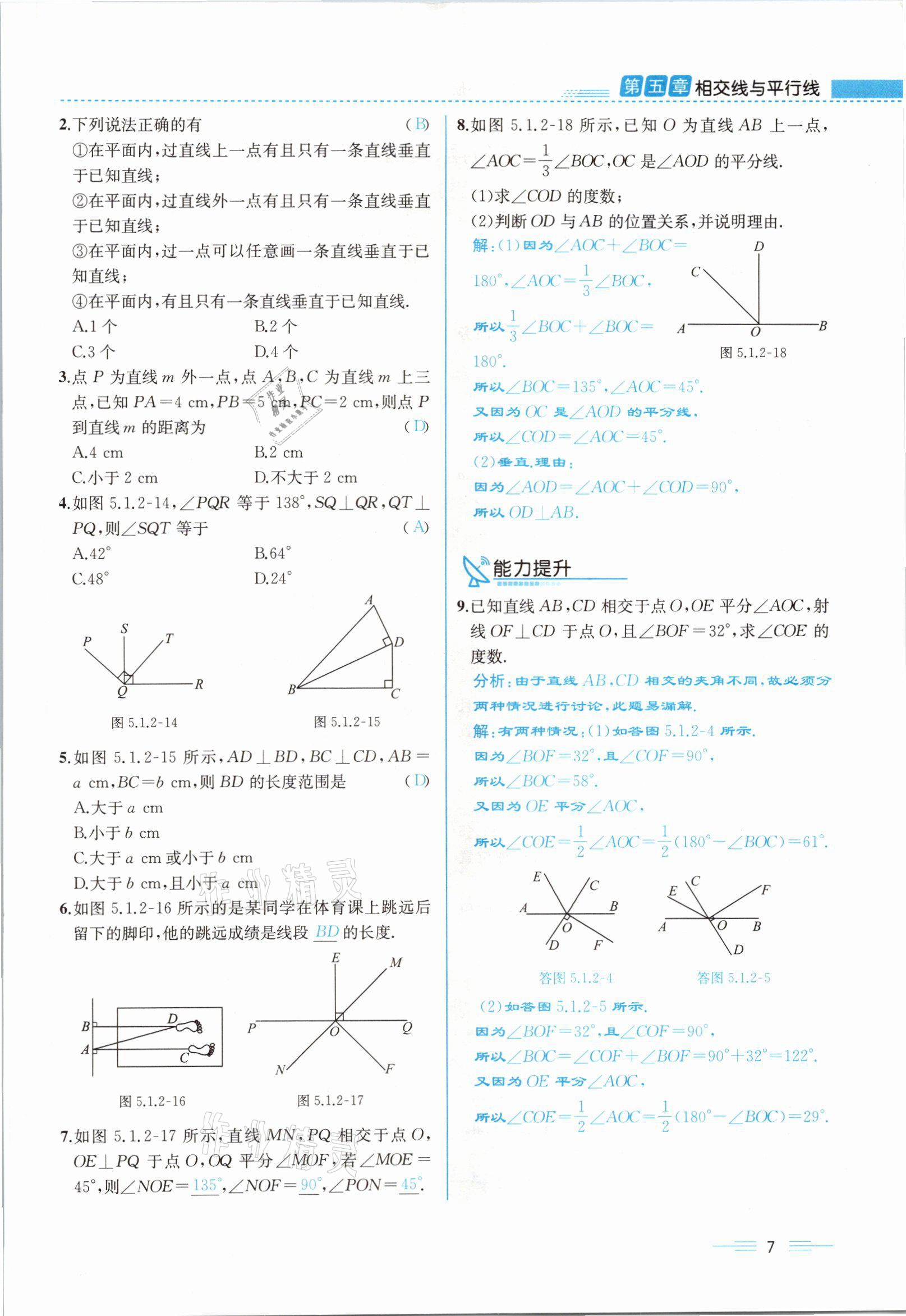 2021年人教金学典同步解析与测评七年级数学下册人教版云南专版 参考答案第7页