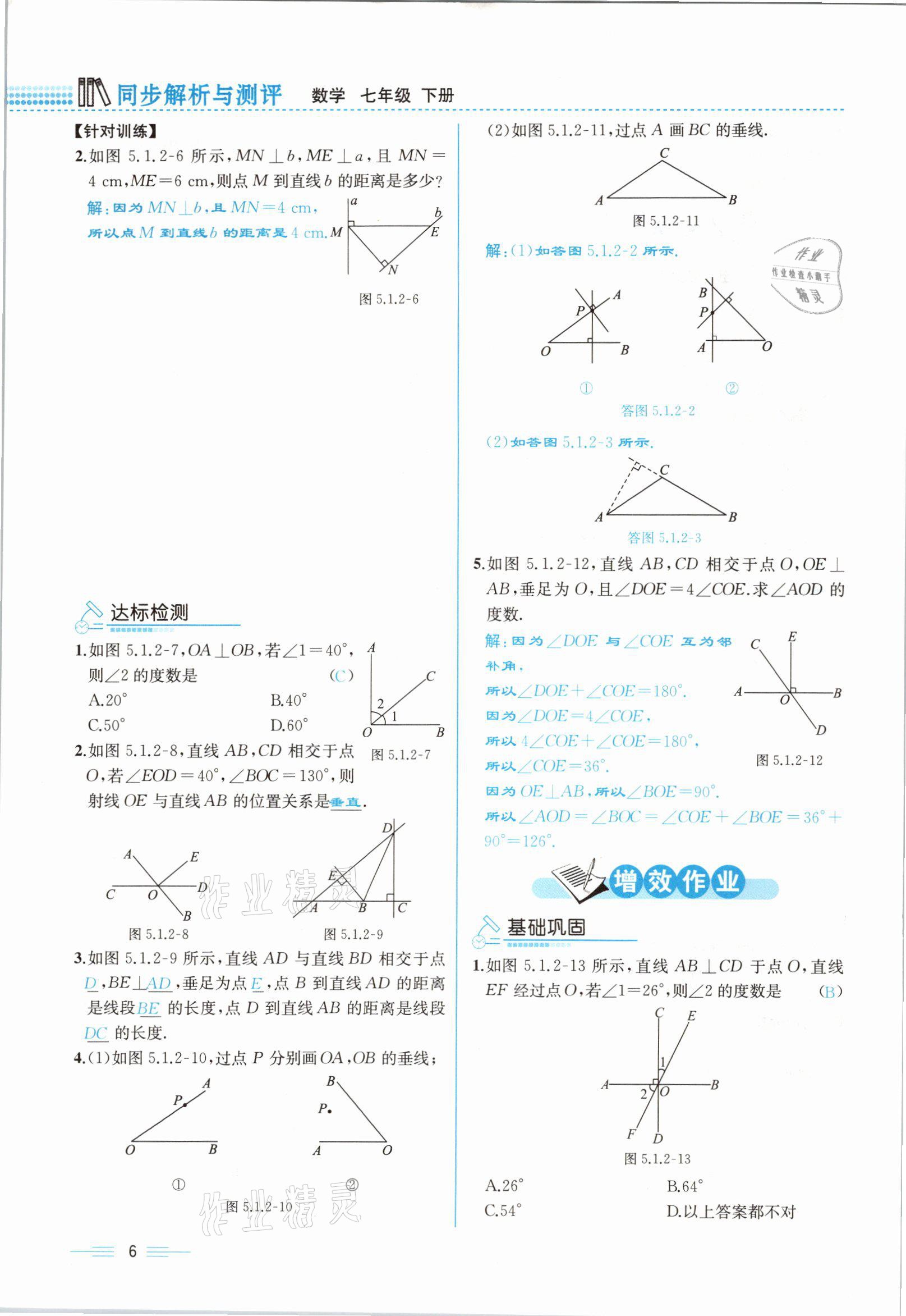 2021年人教金学典同步解析与测评七年级数学下册人教版云南专版 参考答案第6页