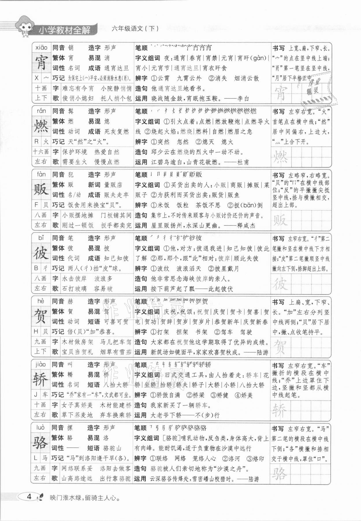 2021年教材全解六年級(jí)語(yǔ)文下冊(cè)人教版廣東專用 參考答案第8頁(yè)