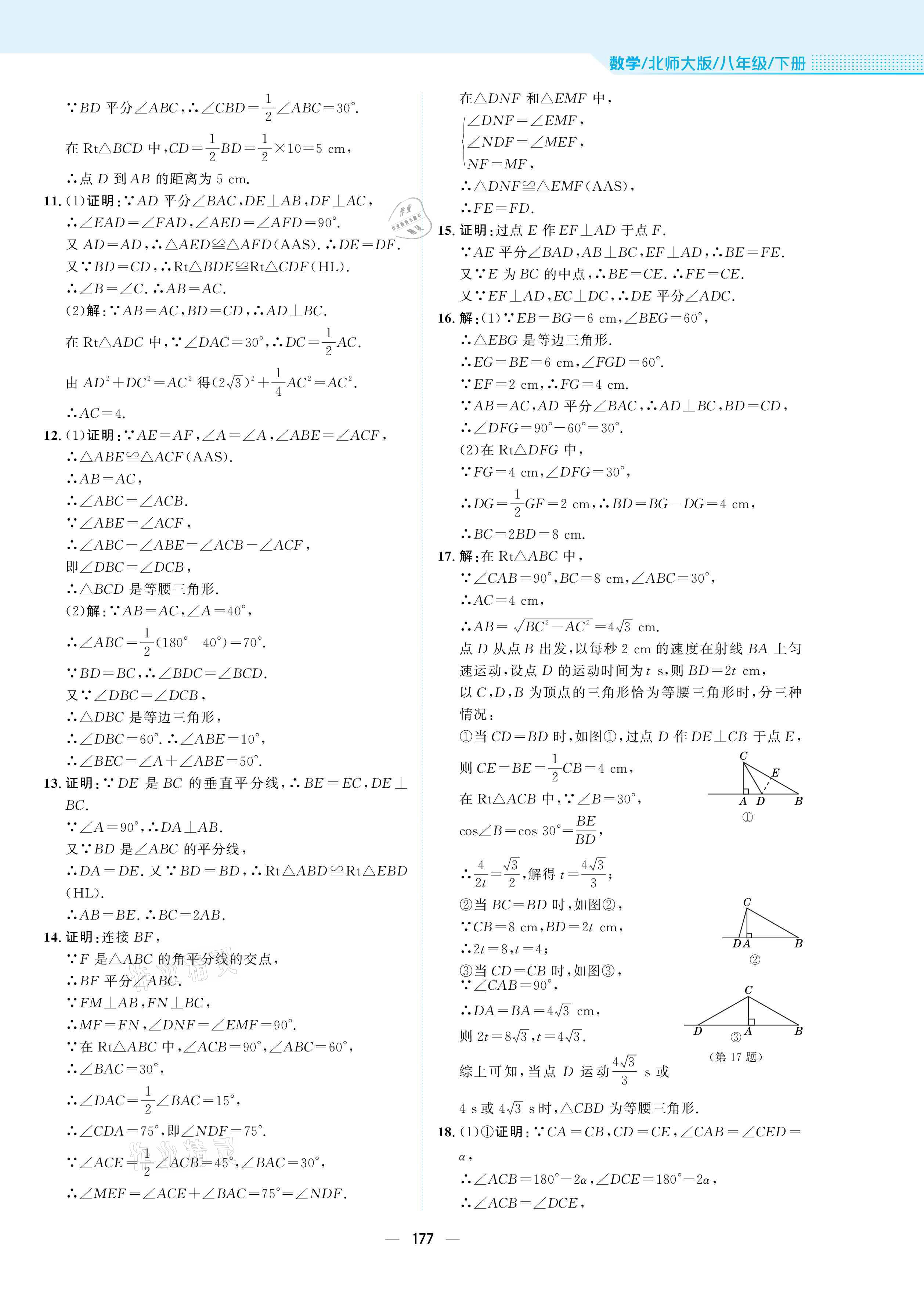 2021年新编基础训练八年级数学下册北师大版 参考答案第13页