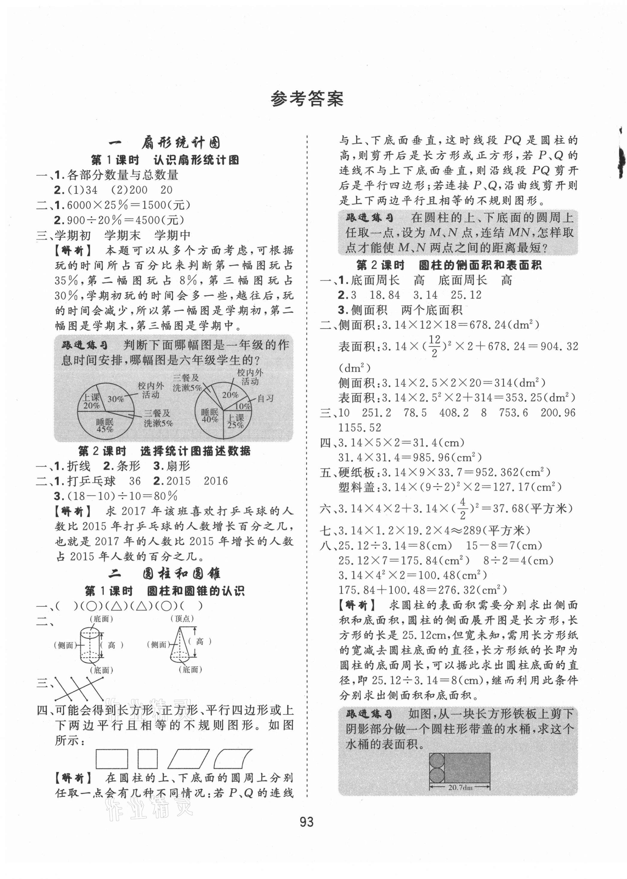 2021年天天好练习六年级数学下册苏教版 参考答案第1页