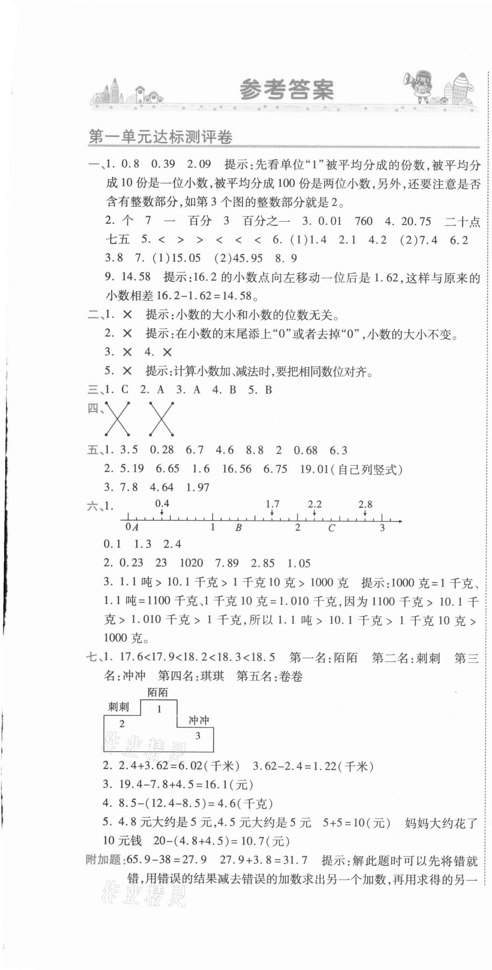 2021年期末100分沖刺卷四年級數(shù)學下冊北師大版 第1頁