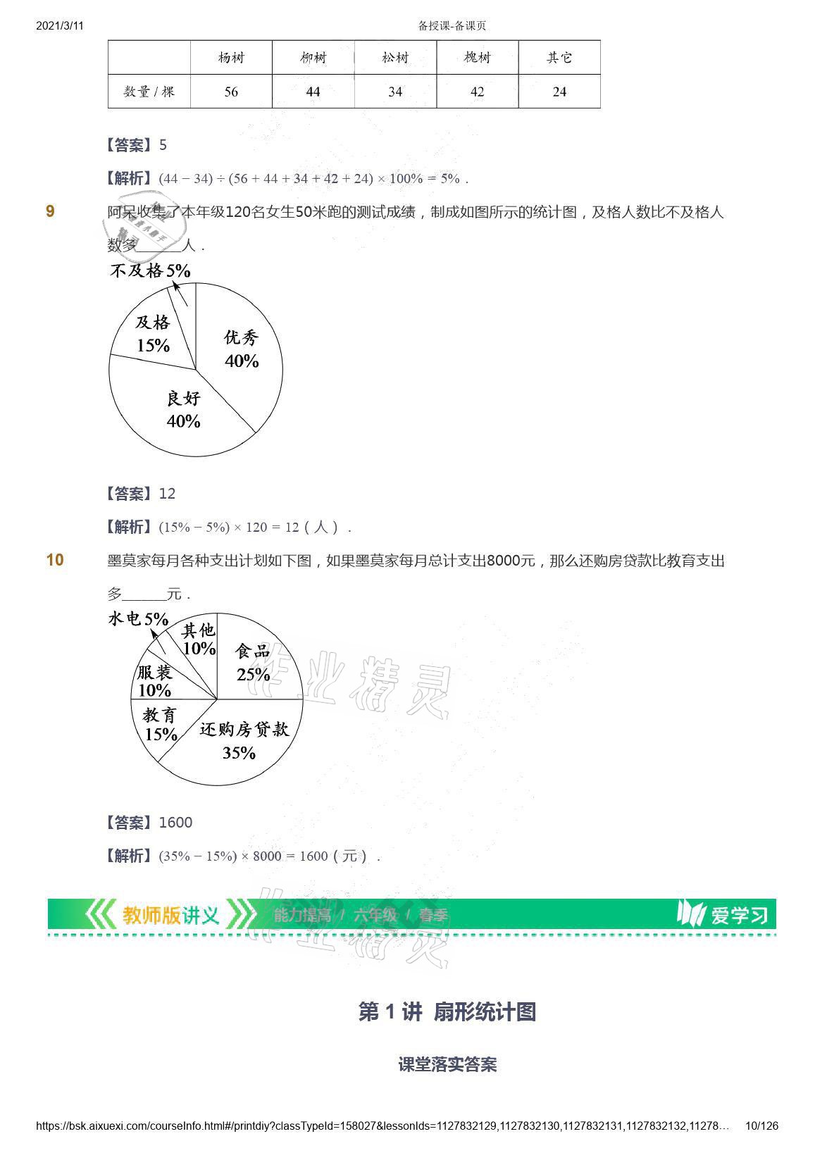 2021年爱学习数学六年级下册苏教版能力提高体系首都师范大学出版社 参考答案第10页