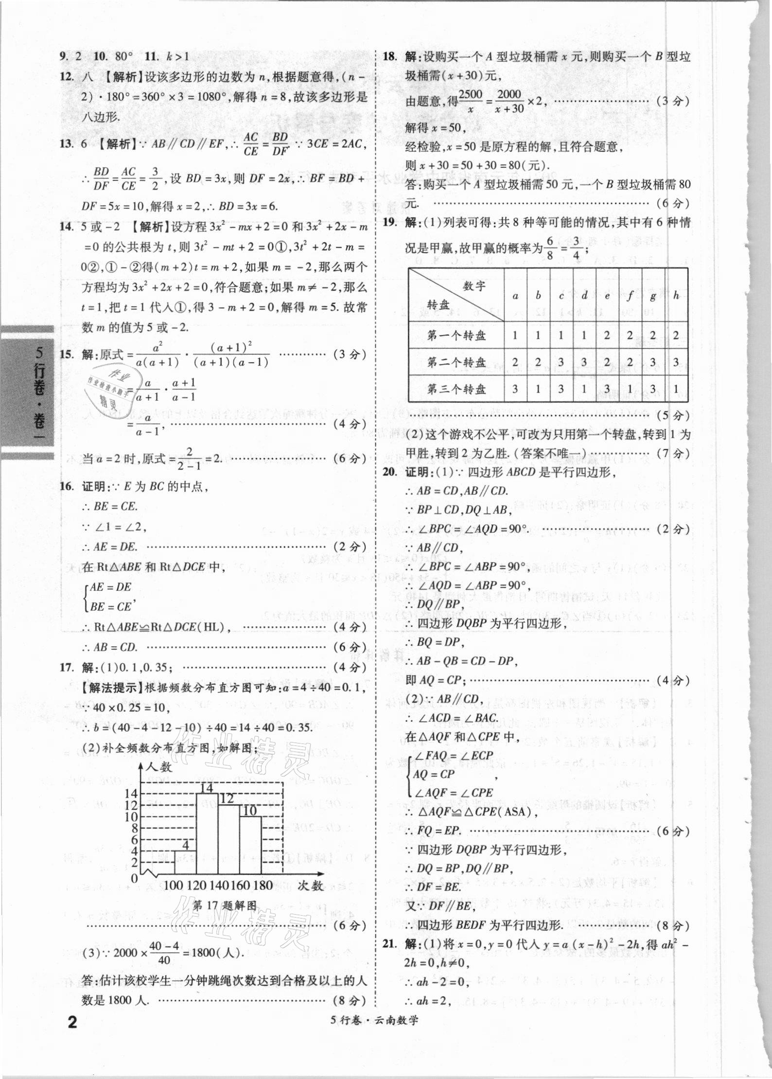 2021年一战成名5行卷数学中考云南专版 第2页