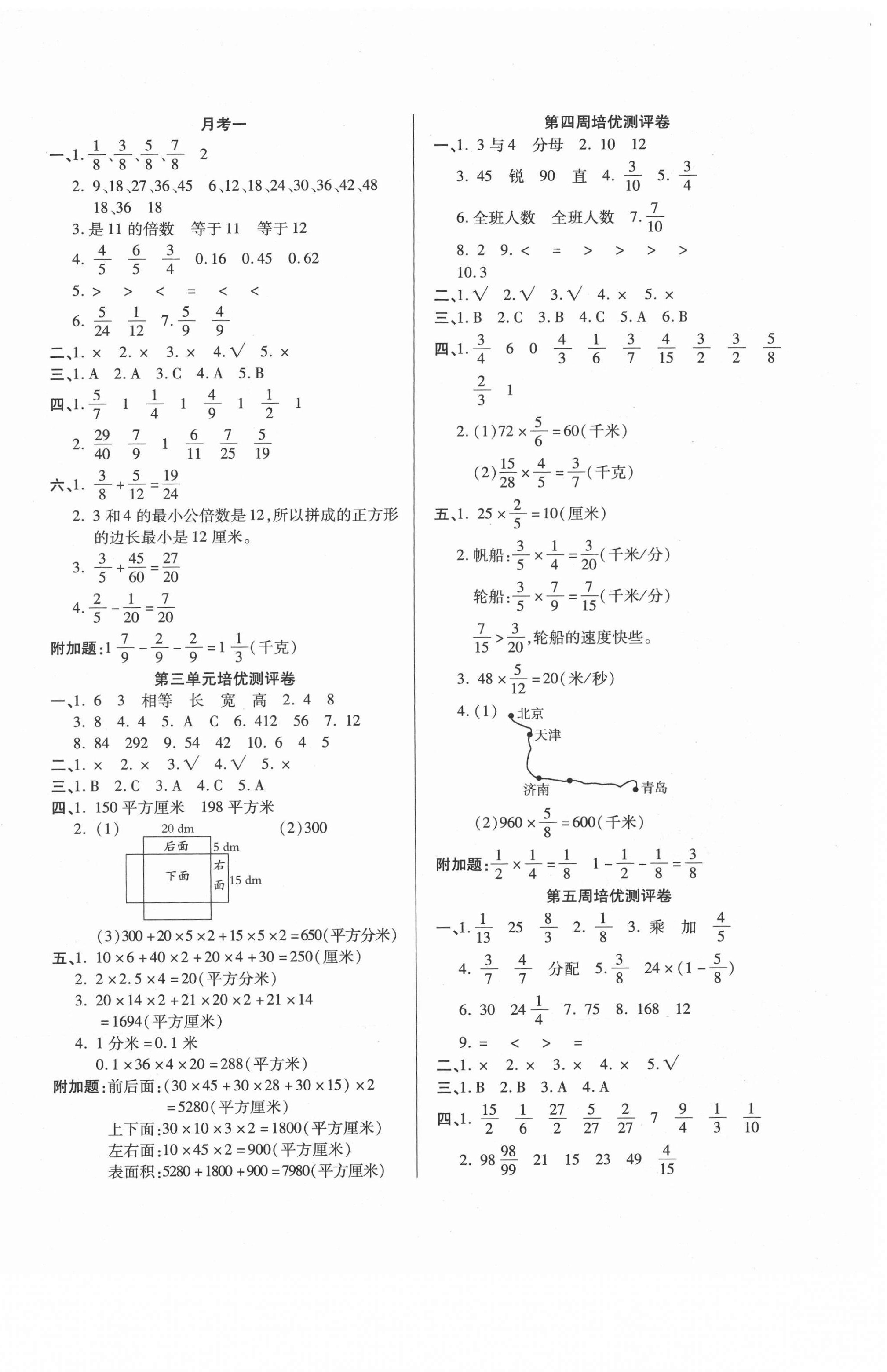 2021年培優(yōu)名卷五年級(jí)數(shù)學(xué)下冊(cè)冀教版B版 參考答案第2頁(yè)