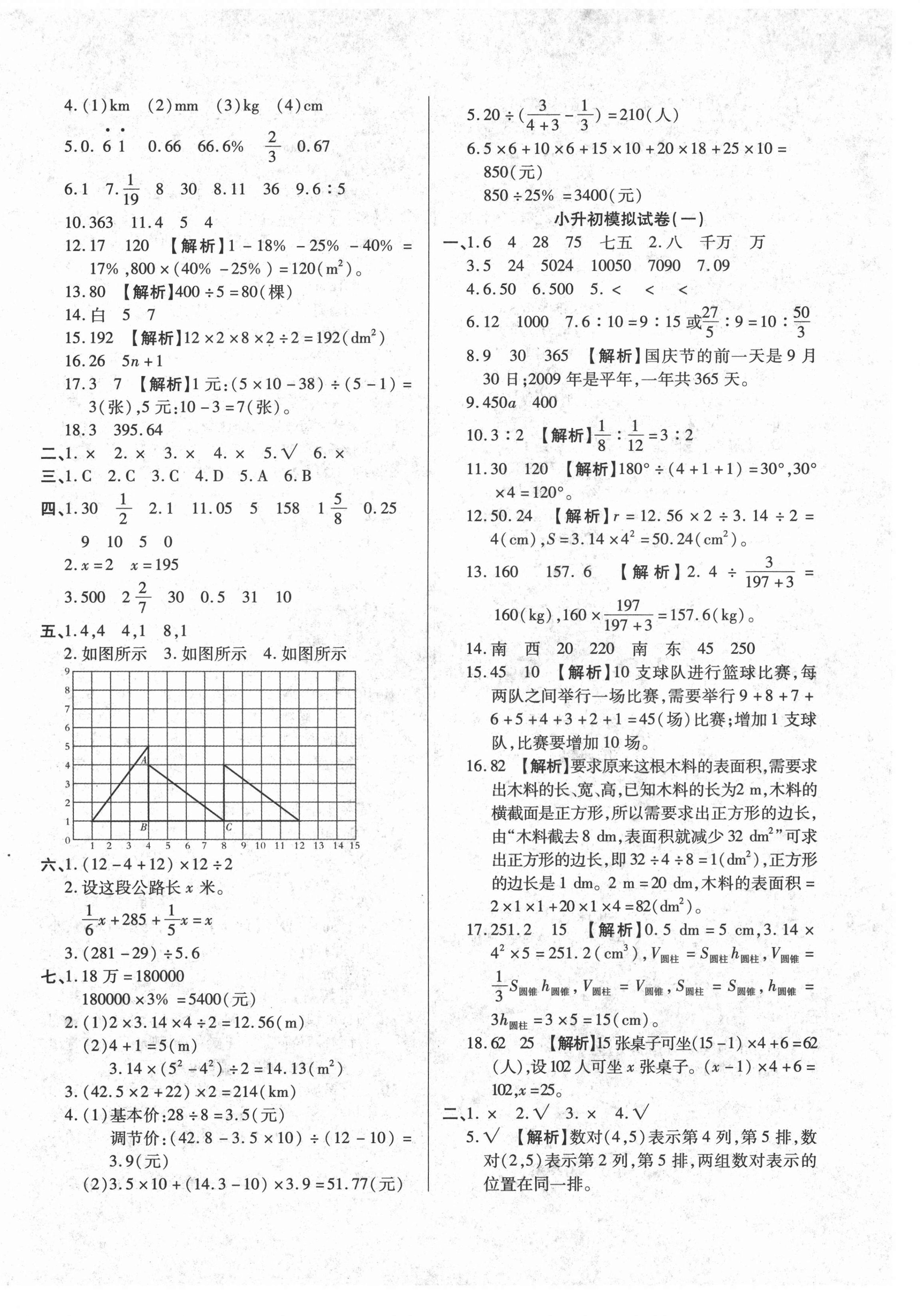 2021年内初班150分小升初全真模拟试卷数学 参考答案第2页