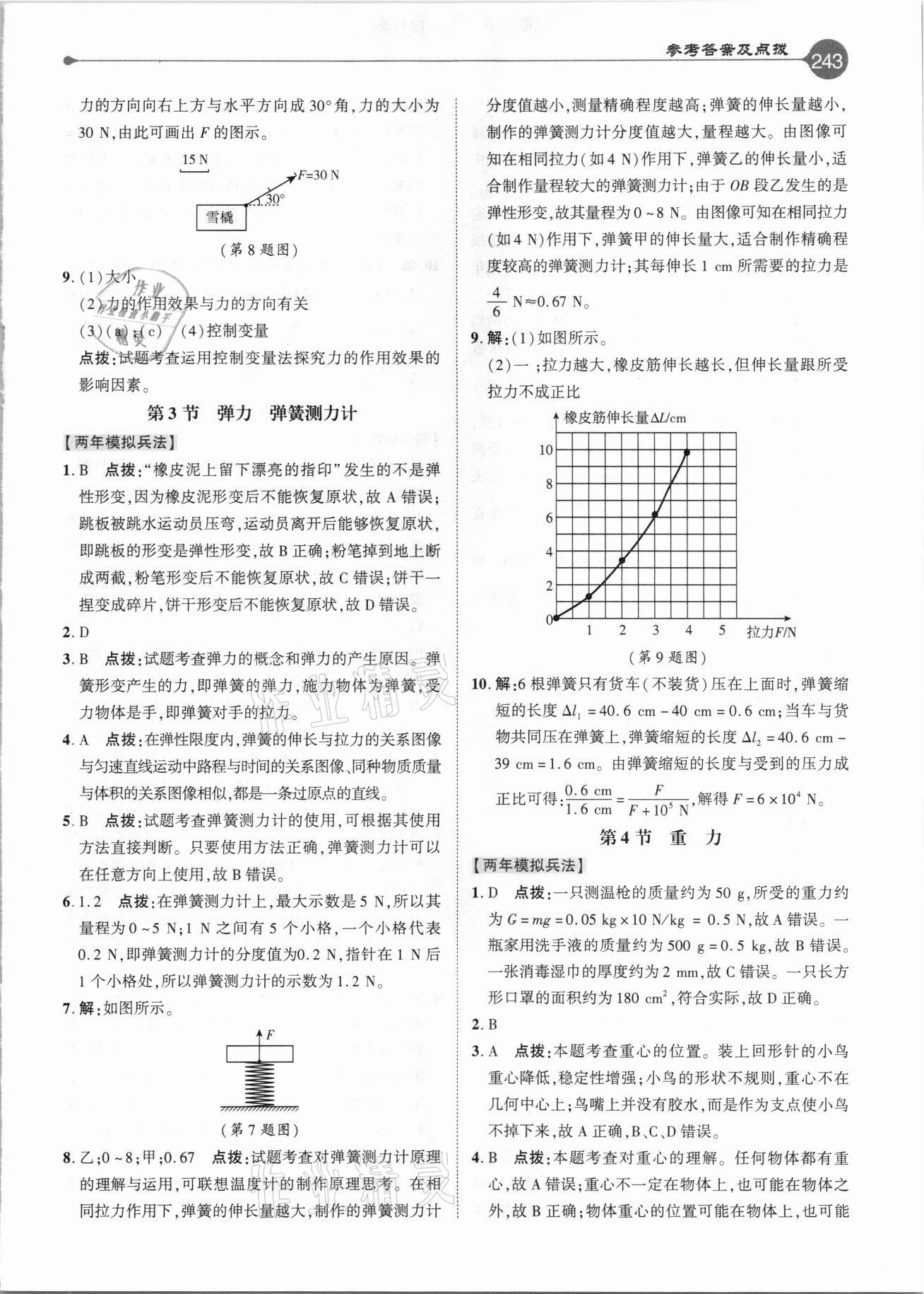 2021年特高级教师点拨八年级物理下册教科版 参考答案第2页