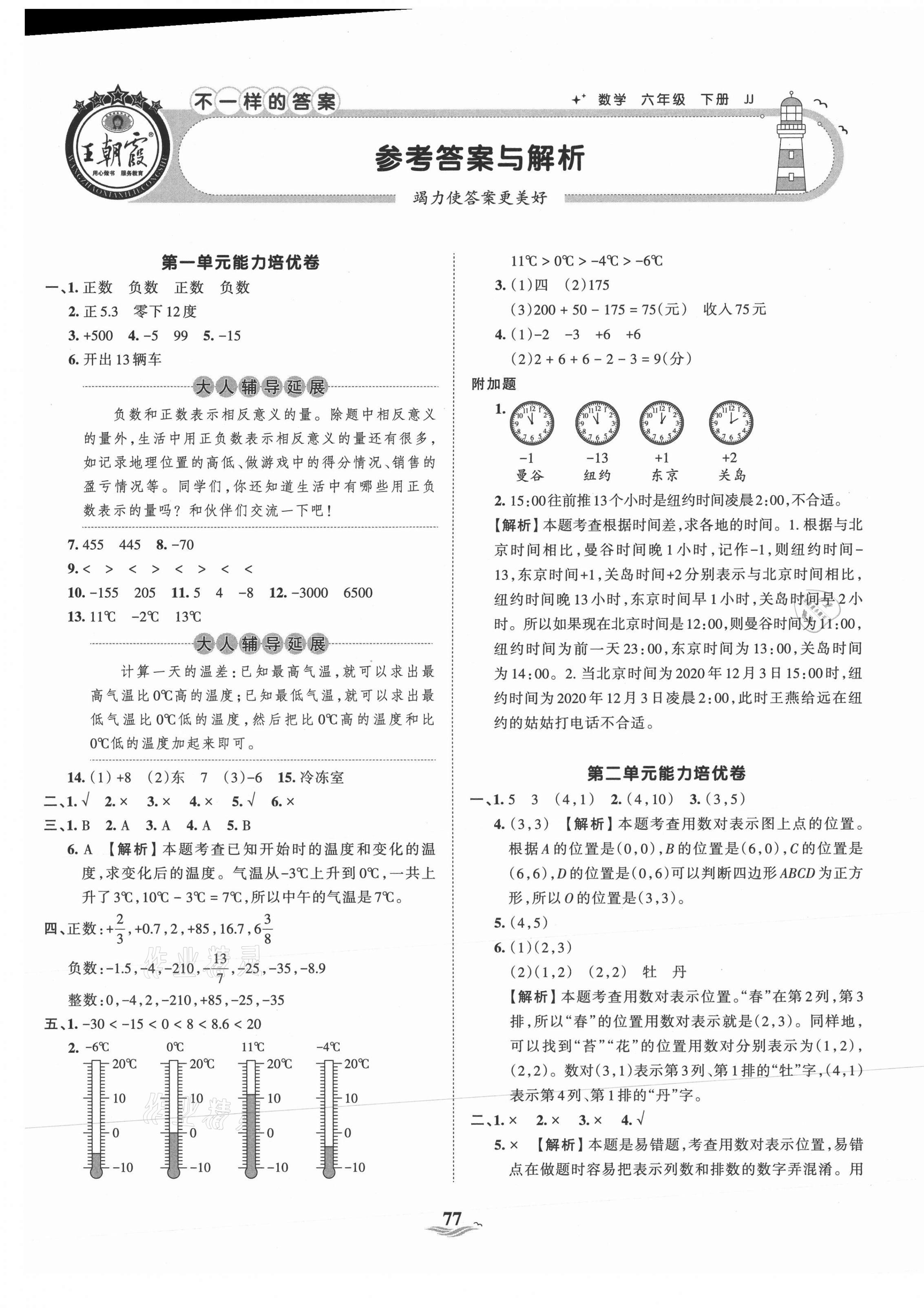 2021年王朝霞培优100分六年级数学下册冀教版 第1页