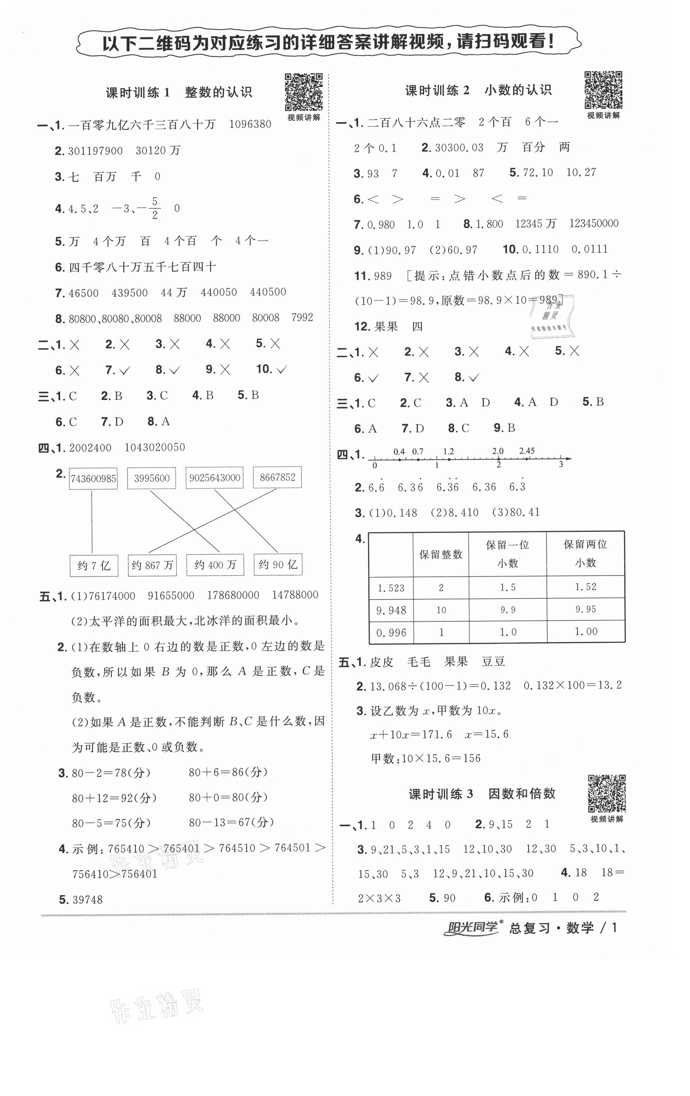 2021年陽光同學(xué)浙江省小學(xué)畢業(yè)升學(xué)系統(tǒng)總復(fù)習(xí)數(shù)學(xué) 第1頁