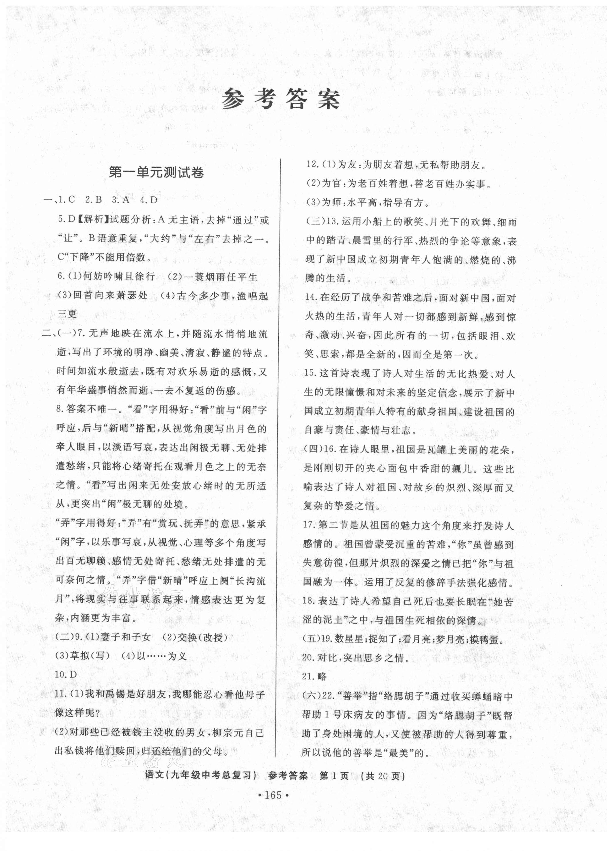 2021年初中知識(shí)與能力測(cè)試卷九年級(jí)語(yǔ)文下冊(cè)人教版 第1頁(yè)