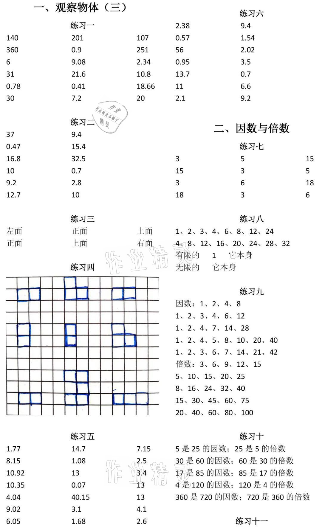 2021年数学口算每天一练五年级数学下册人教版 参考答案第1页