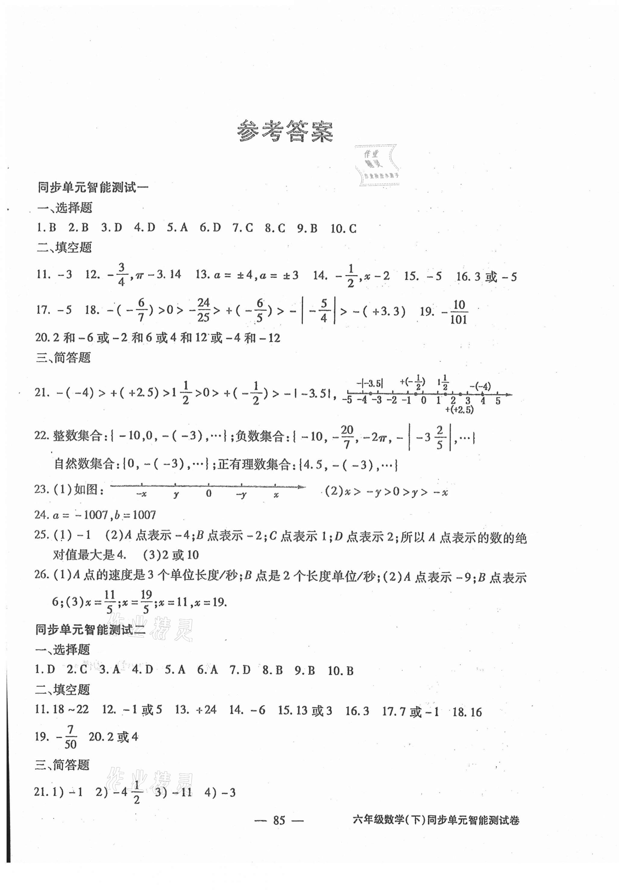 2021年奪分王同步單元智能測(cè)試卷六年級(jí)數(shù)學(xué)下冊(cè)人教版 第1頁