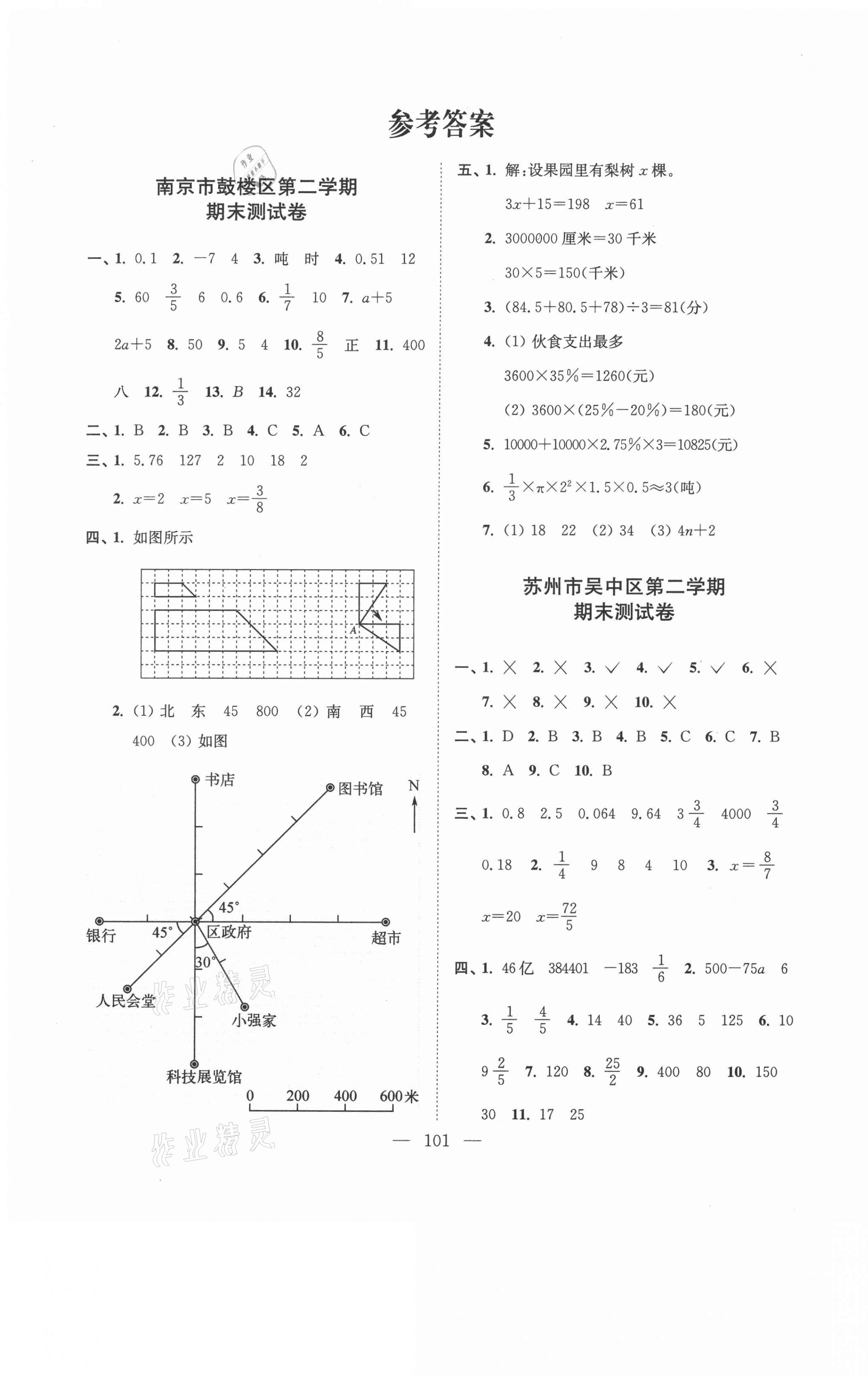 2021年超能学典各地期末试卷精选六年级数学下册苏教版 第1页