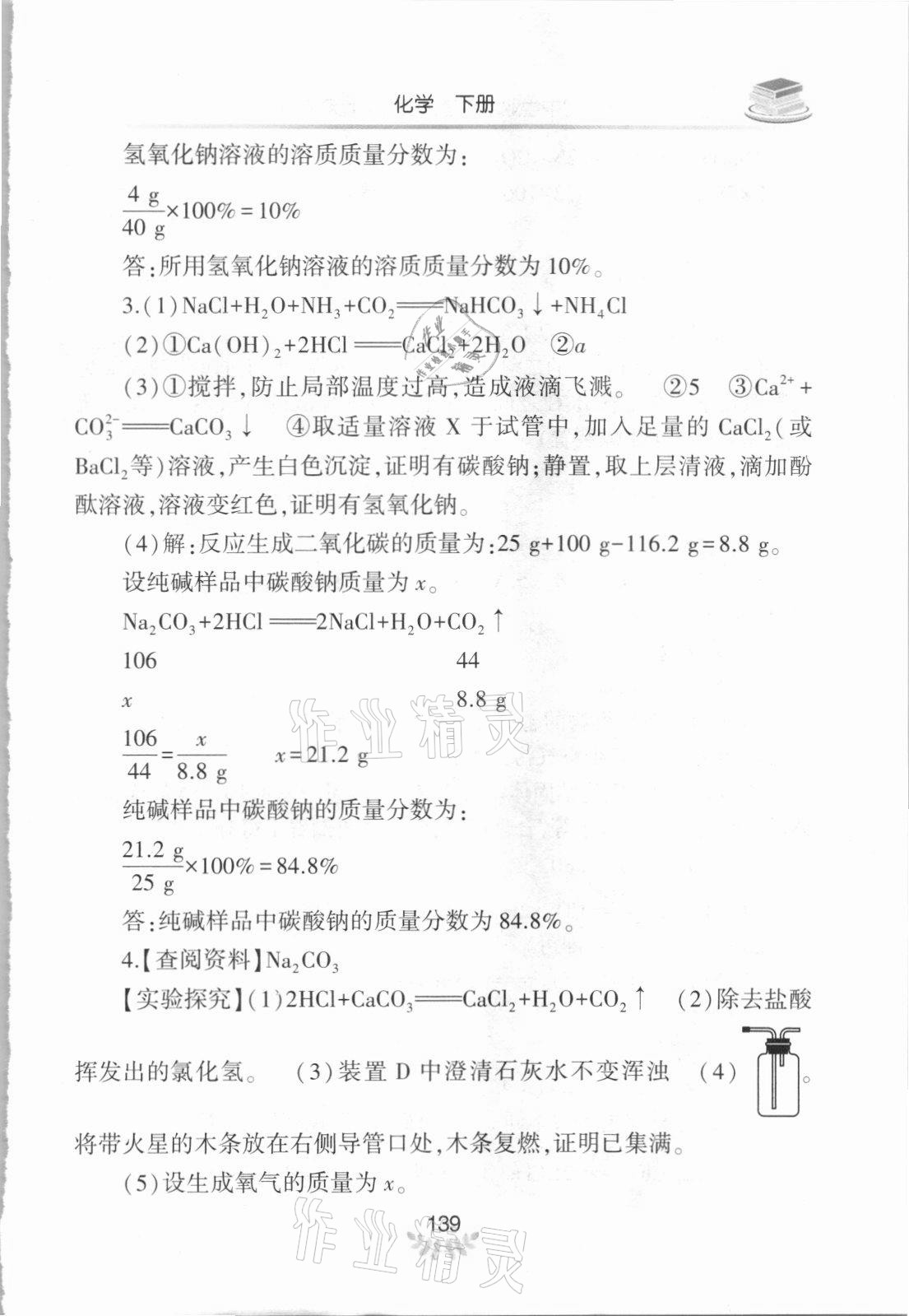2021年河南省初中学业水平考试解析与检测化学下册 参考答案第4页