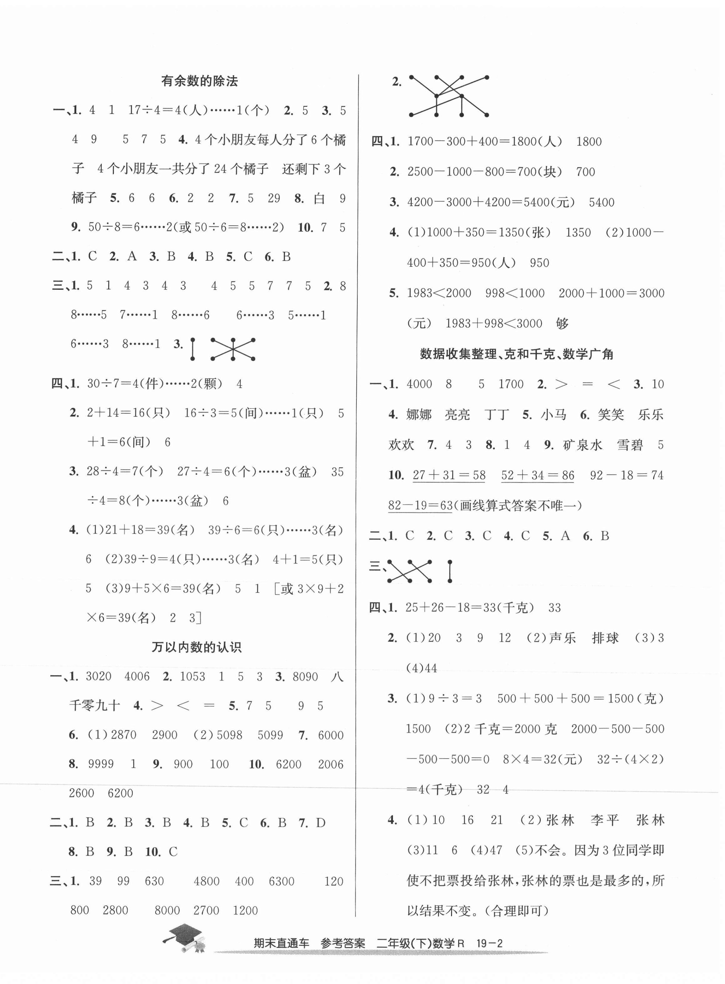 2021年期末直通車二年級數(shù)學(xué)下冊人教版 第2頁